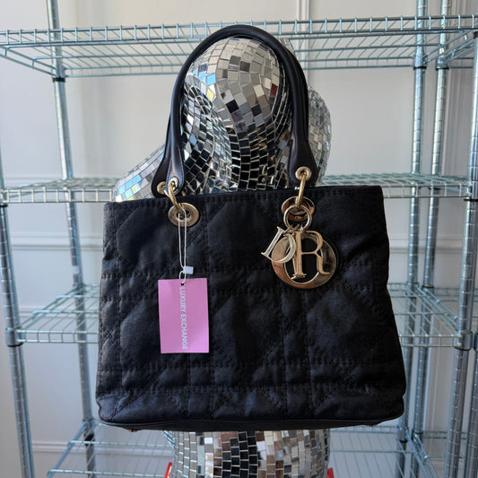 Pre-Owned Black Cannage D.I.O.R. Shoulder Bag