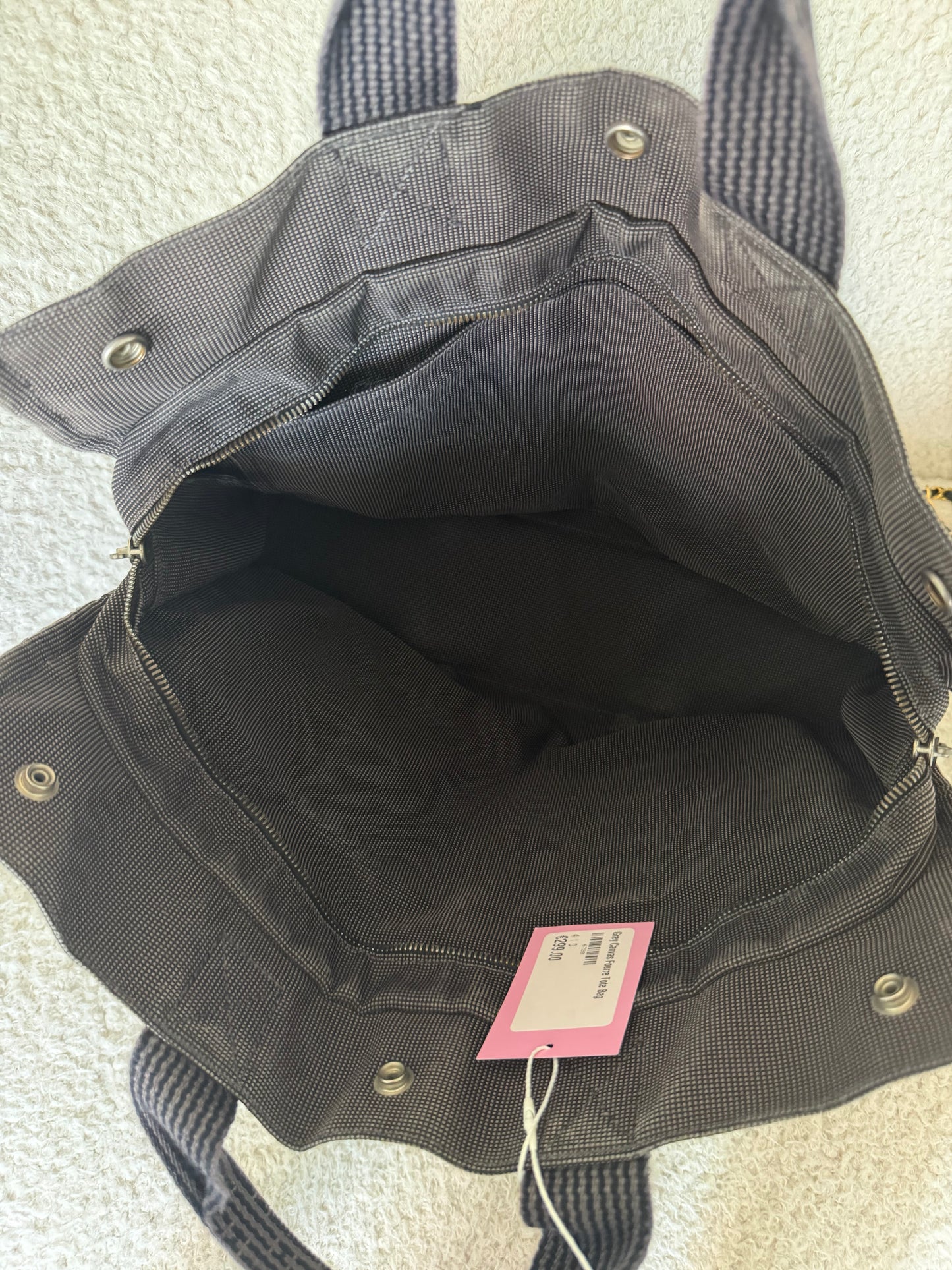 Grey Canvas Fourre Tote Bag