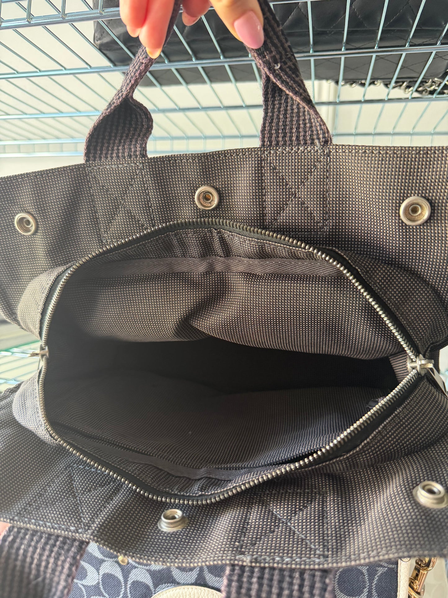 Grey Canvas Fourre Tote Bag