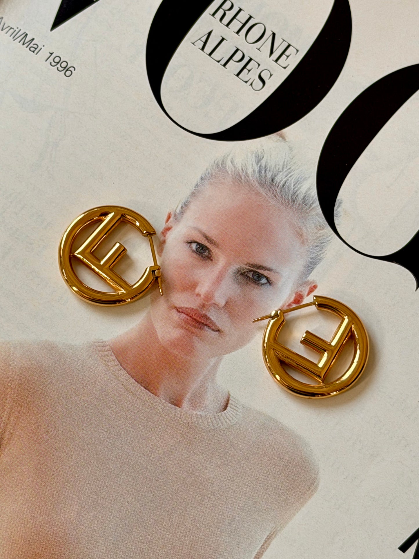 Pre-Owned Gold-Tone FF Earrings