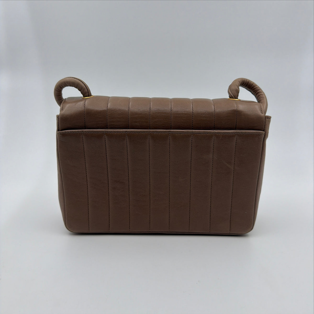 Pre-Owned Brown Piano Lambskin Single Flap Shoulder Bag