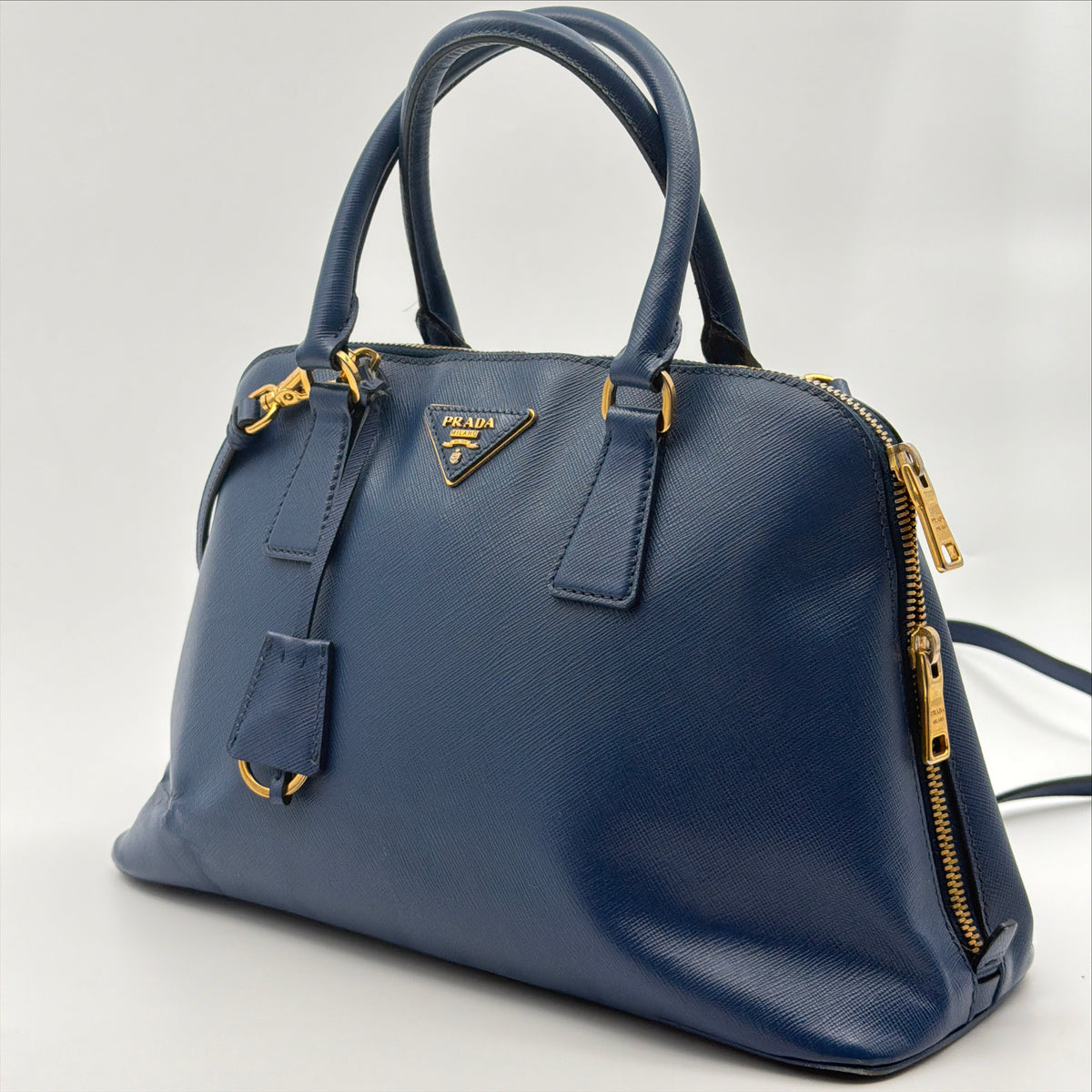 Pre-Owned Blue Saffiano Leather Handbag