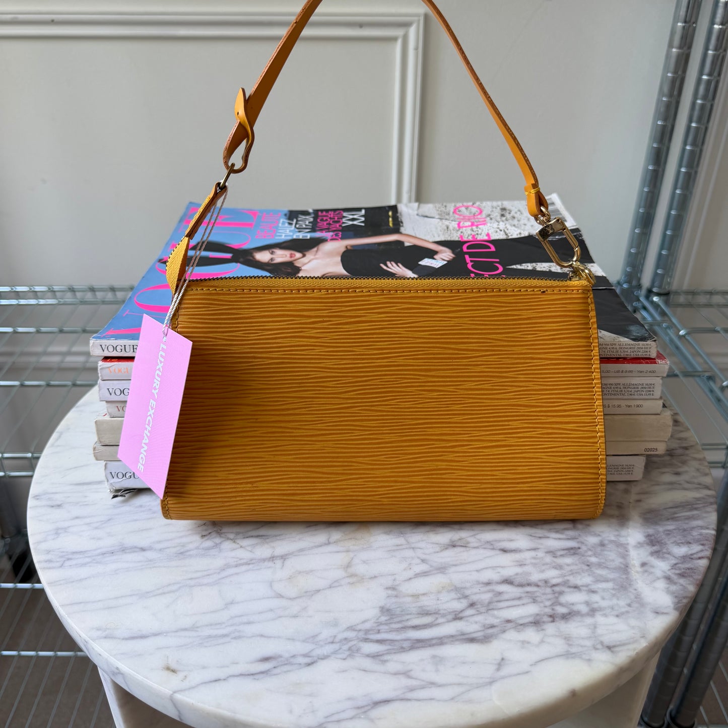 Pre-Owned Yellow Epileather Pochette Shoulder Bag