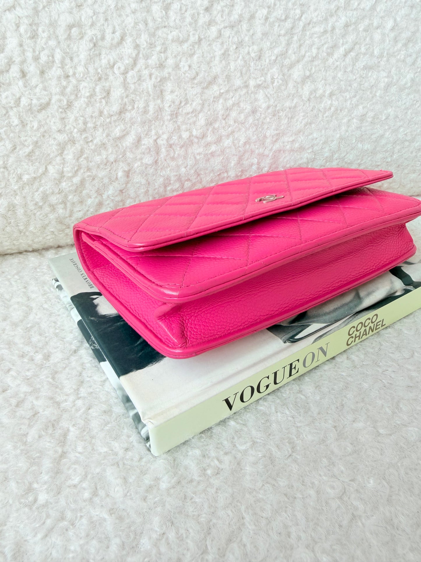 2016 Pink Caviar Wallet on Chain Silver & Pink Hardware