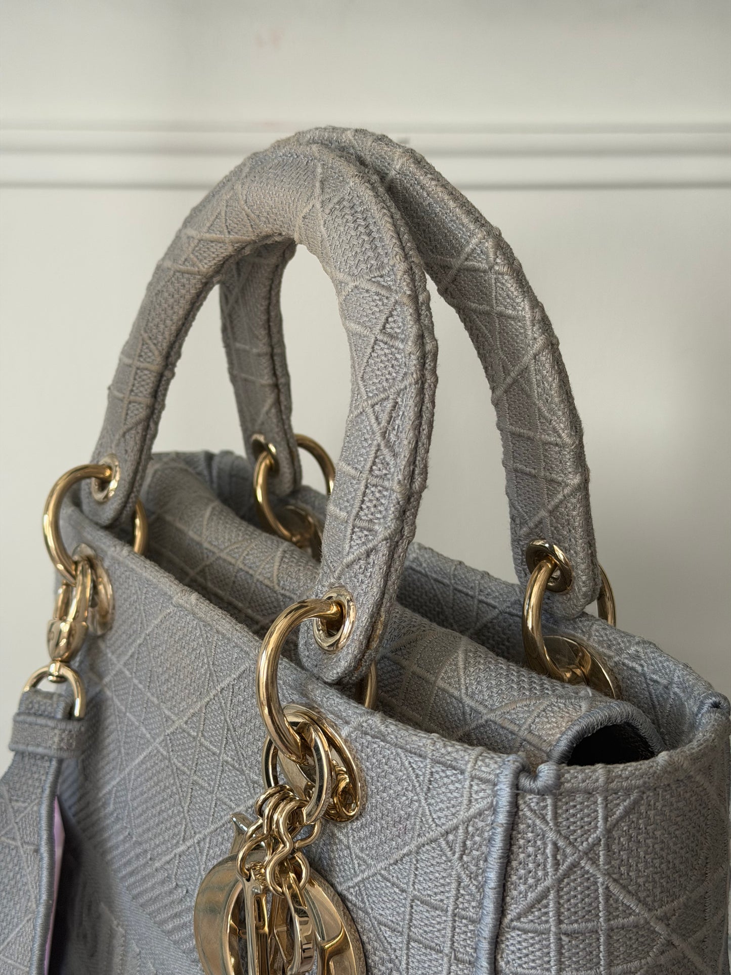 Pre-Owned Grey Fabric D Light Handbag