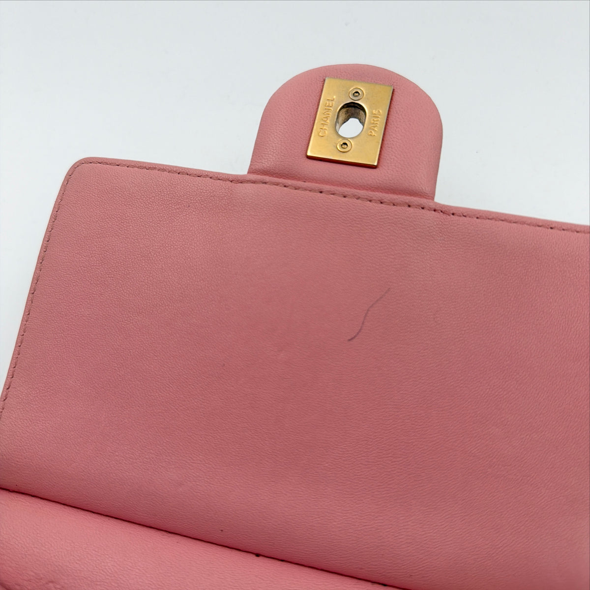 Pre-Owned Pink Pearls Lambskin Leather Single Flap Crossbody Bag
