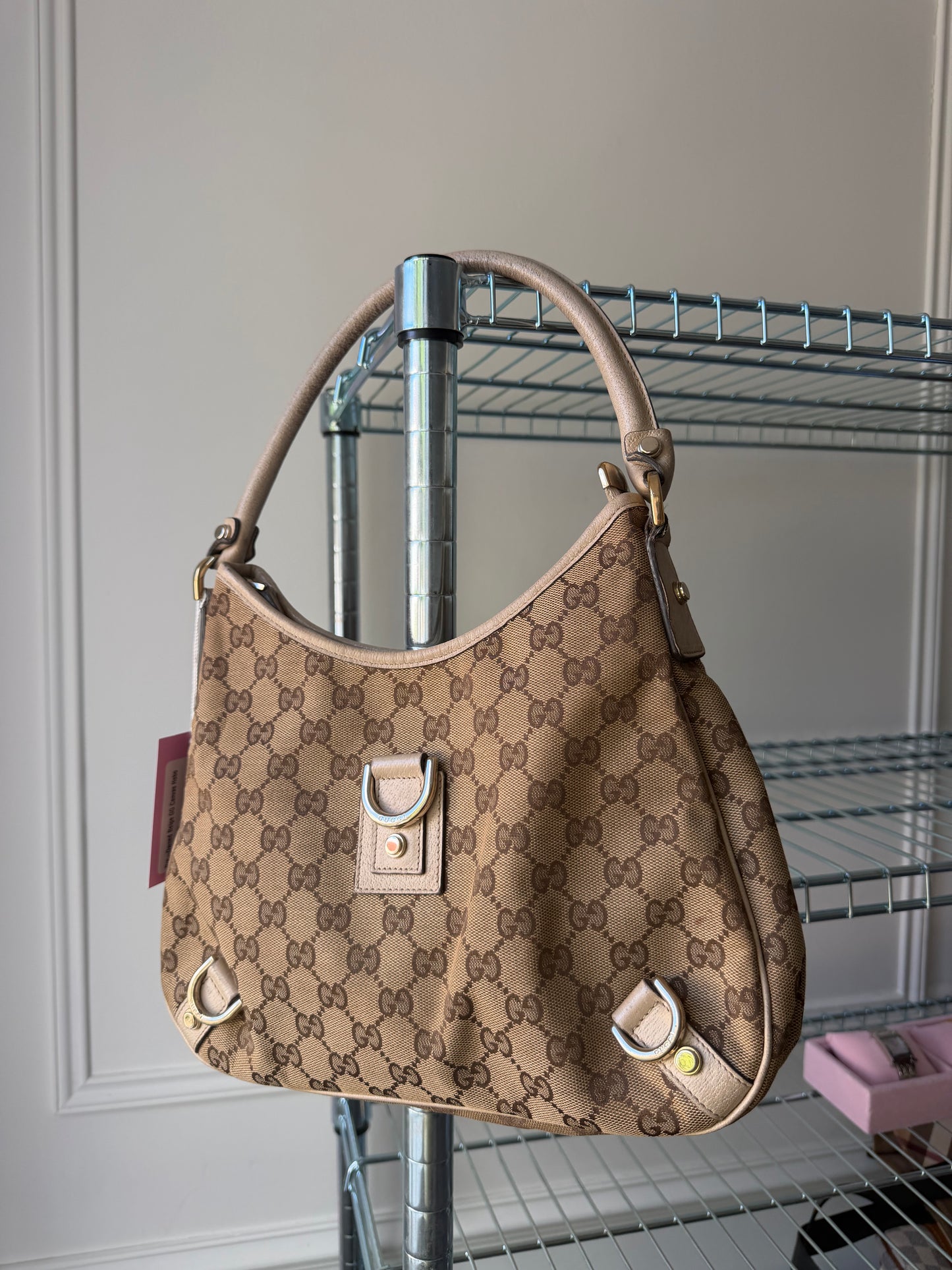 Pre-Owned Beige GG Canvas Hobo Shoulder Bag