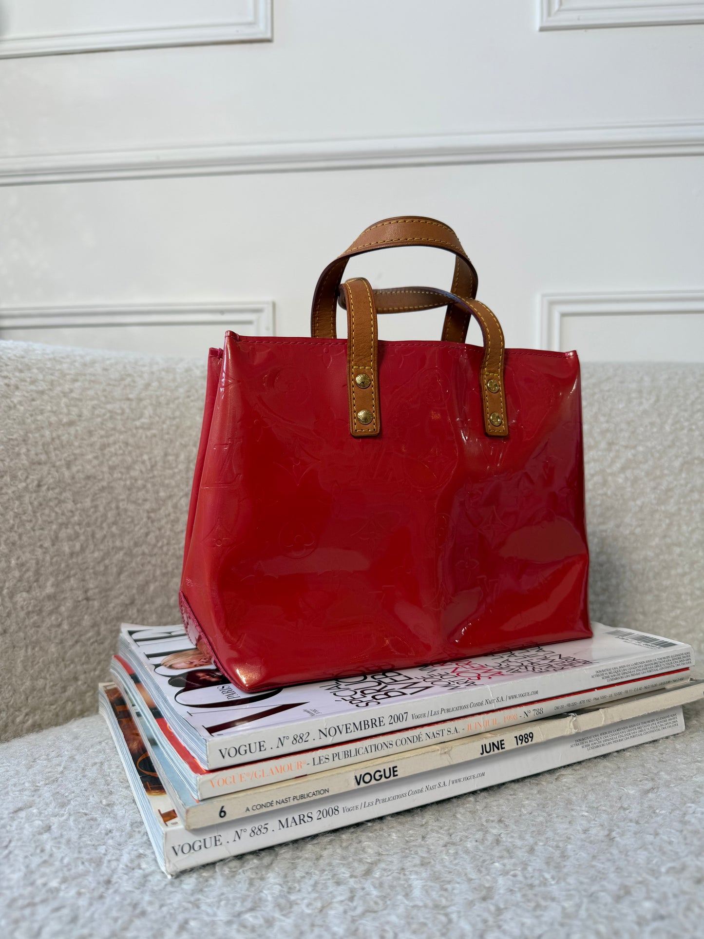 Pre-Owned Red/Pink Monogram Vernis Leather Reade PM