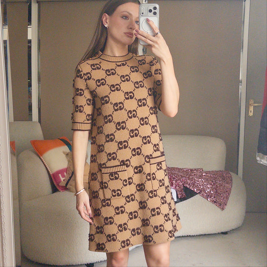 Pre-Owned Gold GG Wool Dress (M)