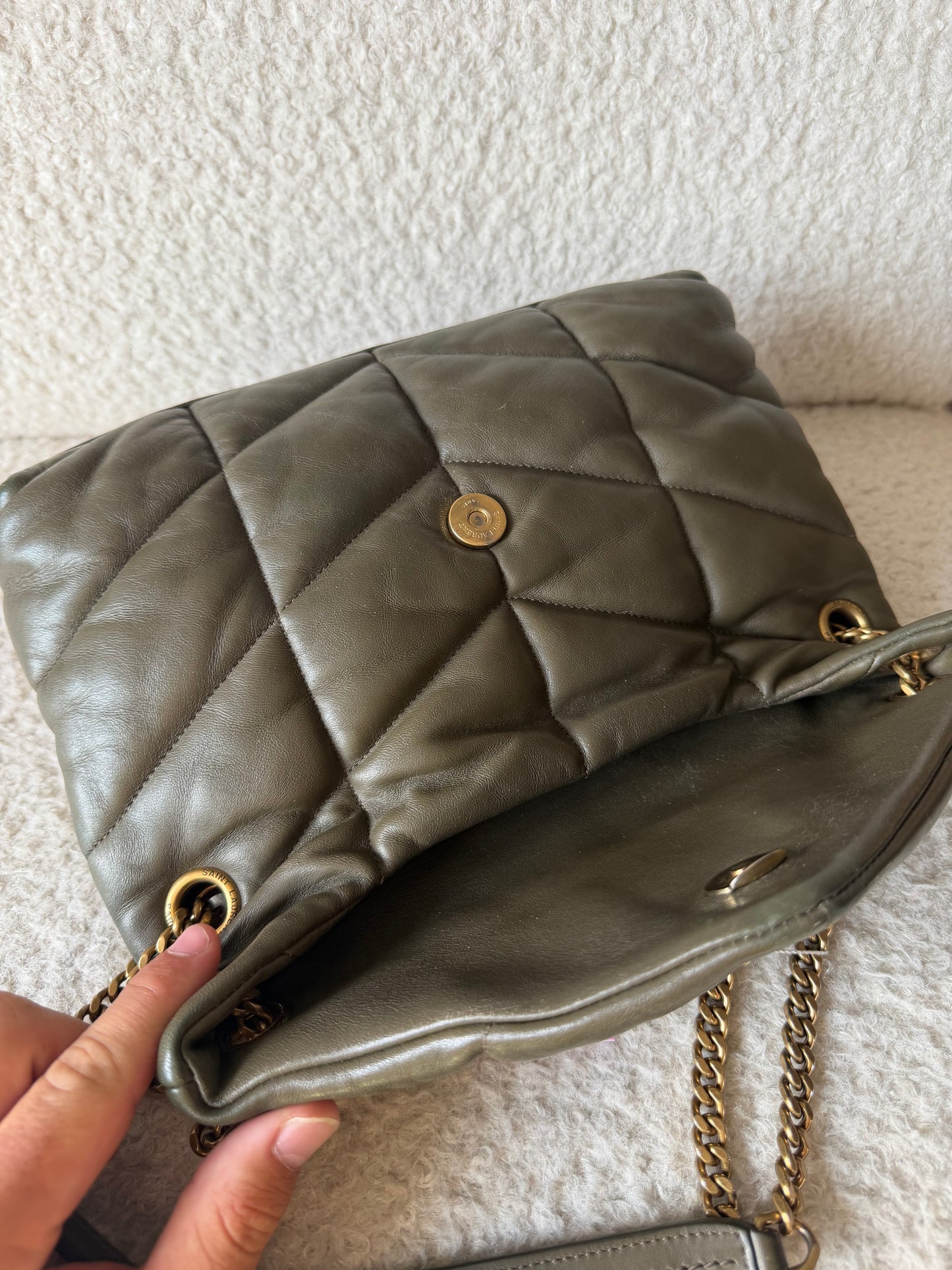 Pre-Owned Olive Green Lou Lambskin Leather Crossbody Bag