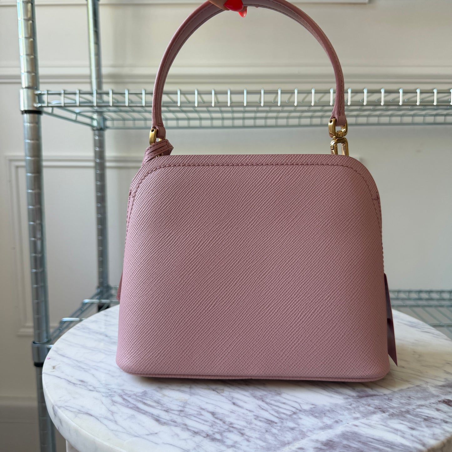 Pre-Owned Baby Pink Saffiano Leather Tote w/Strap