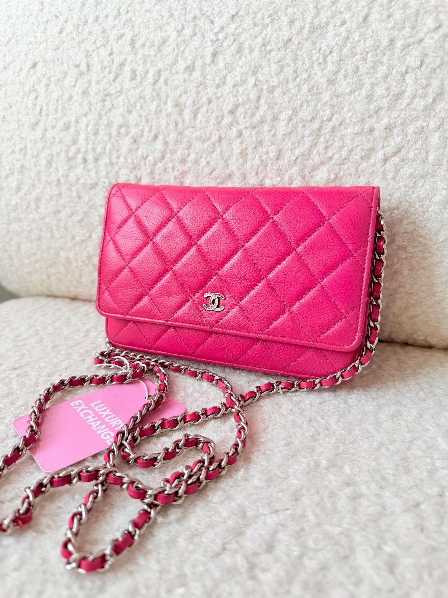 2016 Pink Caviar Wallet on Chain Silver & Pink Hardware