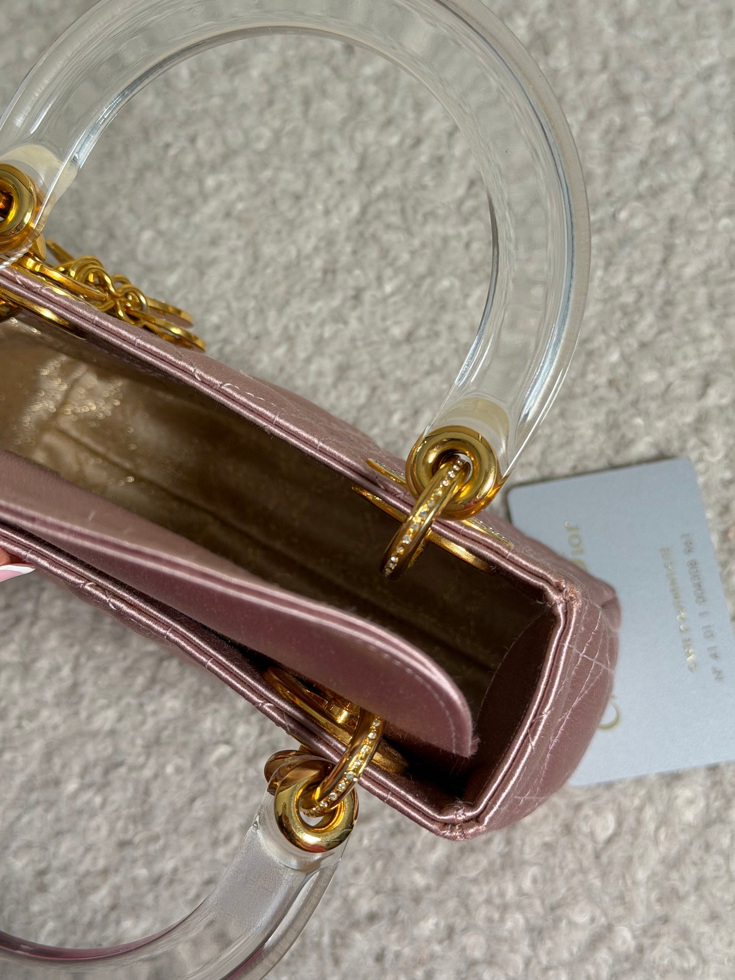 Pre-Owned Pink Fabric Small Lady Dior w/Diamonds