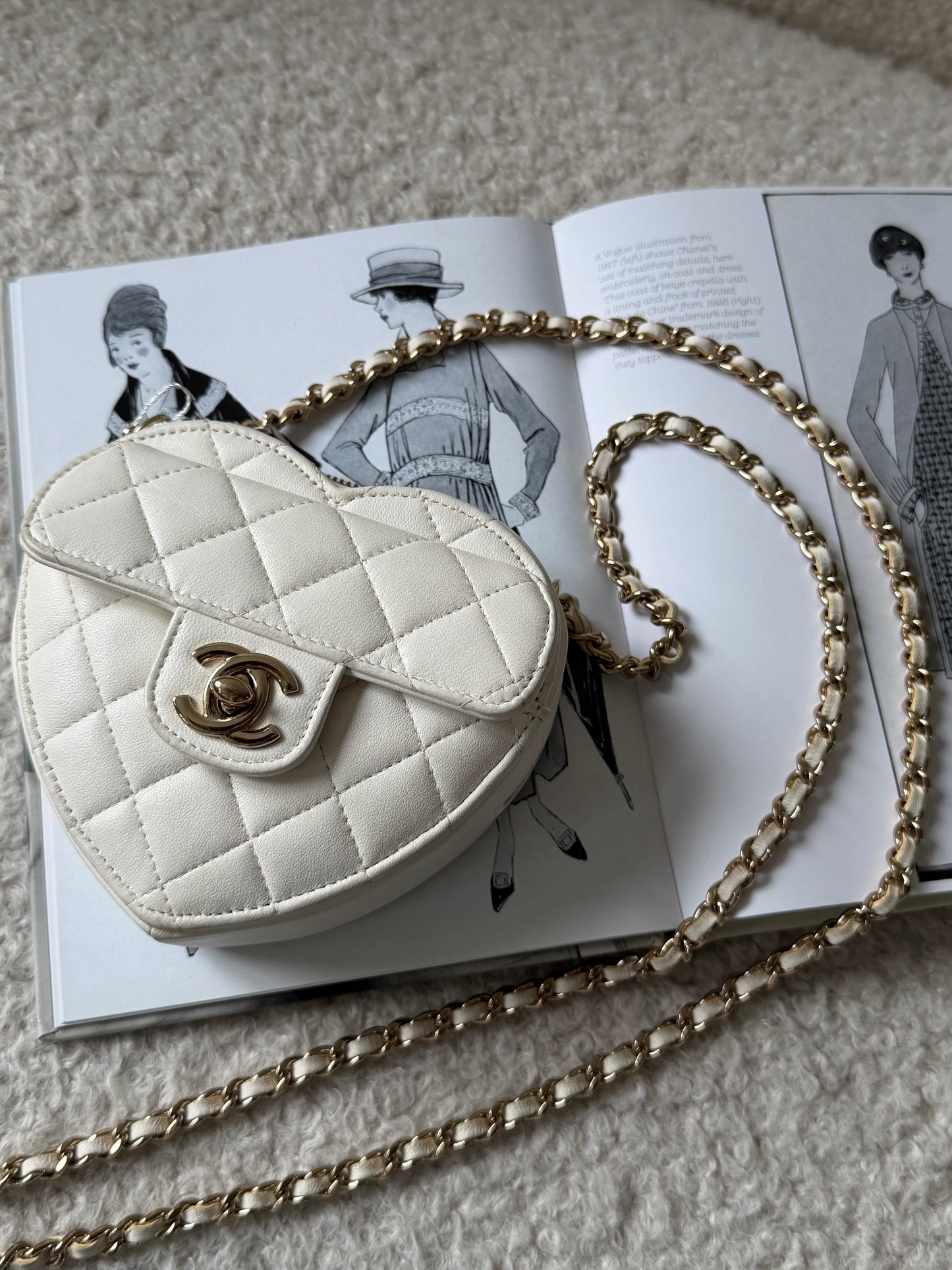 White Lambskin Mini Heart Crossbody