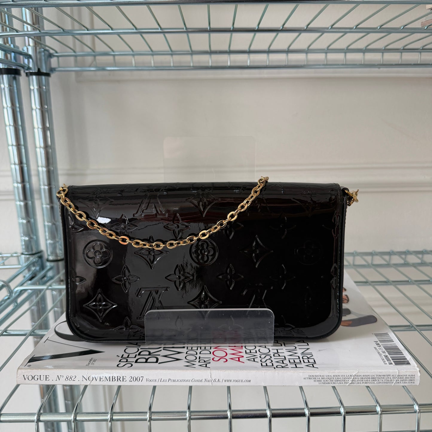 Pre-Owned Bordeaux Monogram Vernis Leather Wallet on Chain