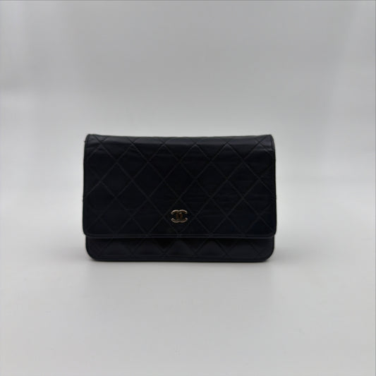 Pre-Owned Blue Lambskin Leather Wallet on Chain