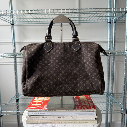 Pre-Owned Brown Mini Lin Canvas Speedy Handbag