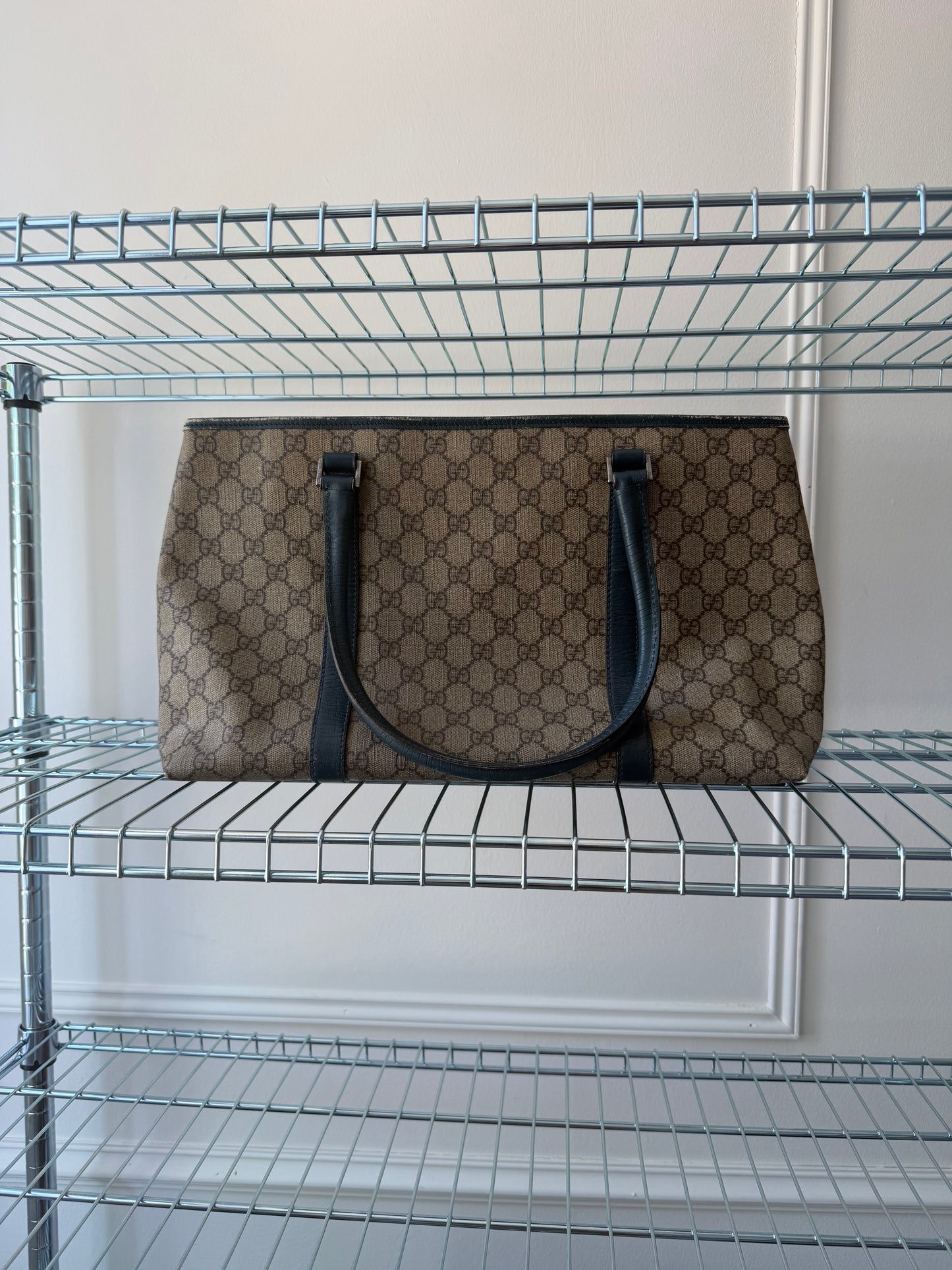 Beige/Navy GG Supreme Canvas Tote