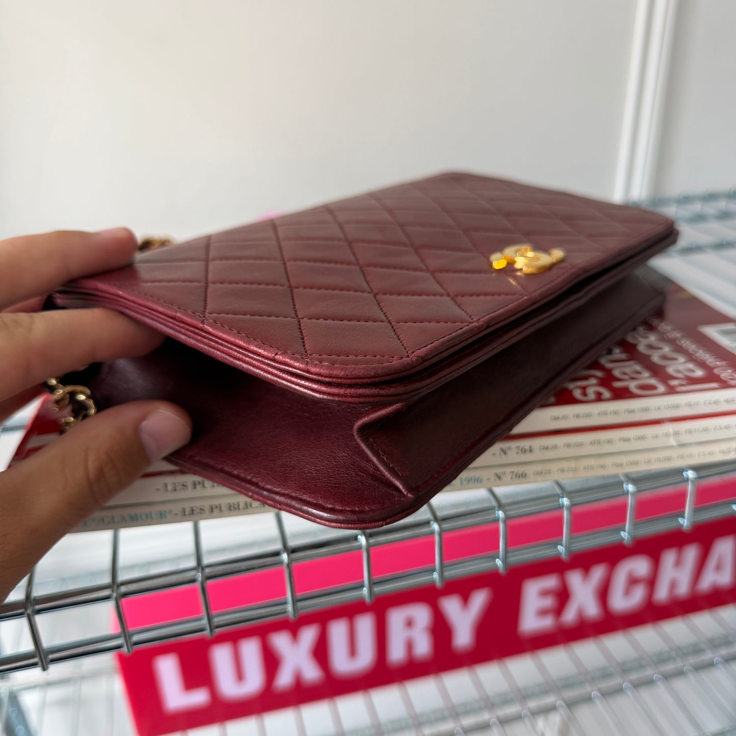 Pre-Owned Bordeaux Matelassé Lambskin Leather Full Flap