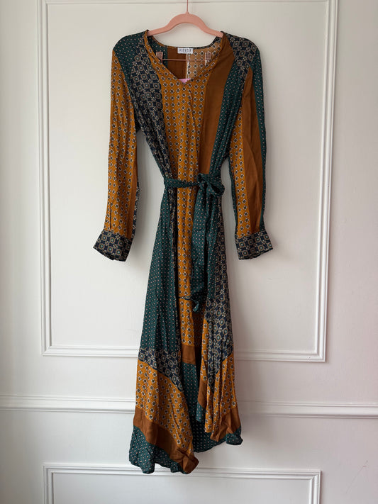 Green/Tan Dress UK10