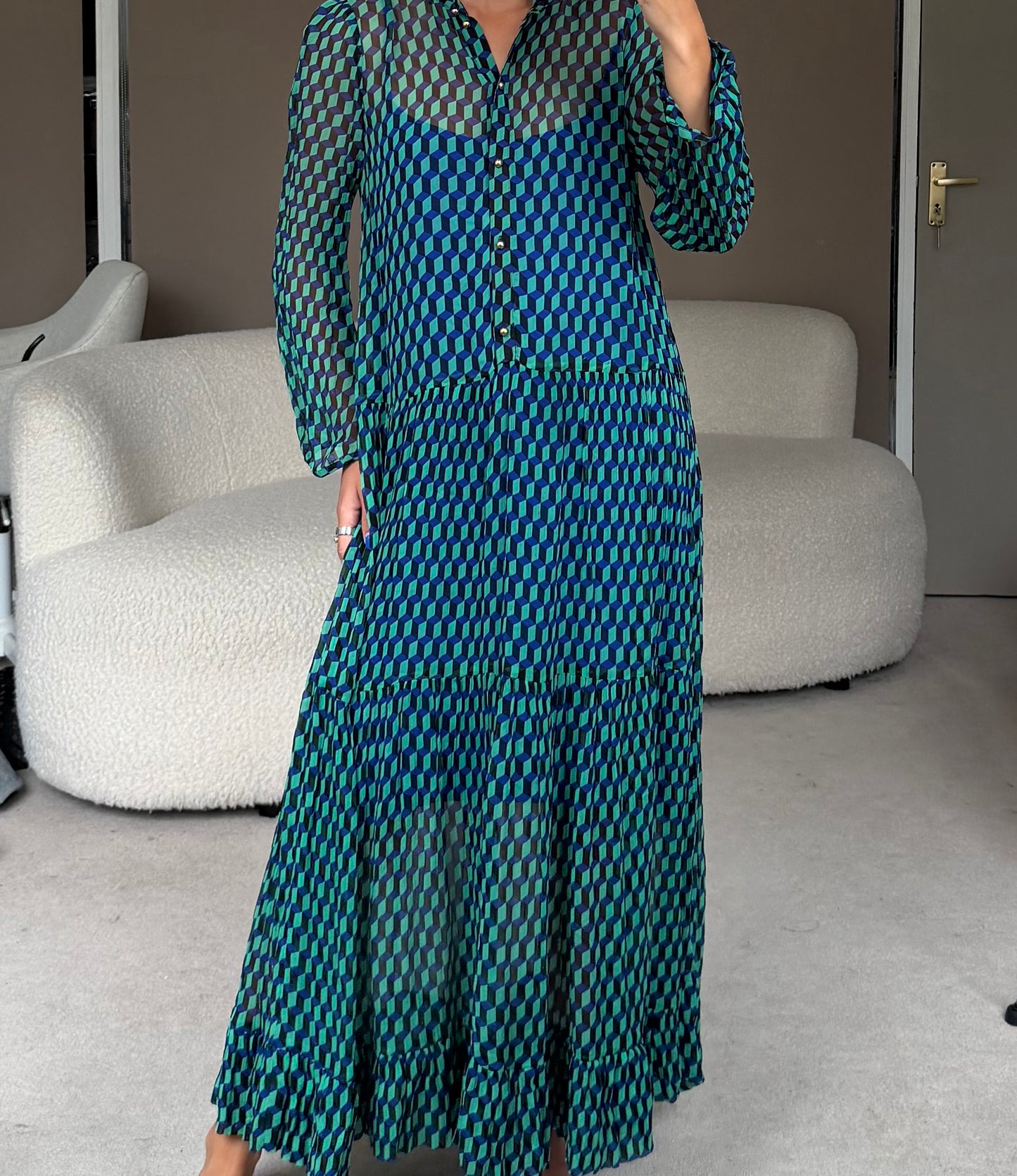 Pre-Owned Green/Blue Dress Very Good