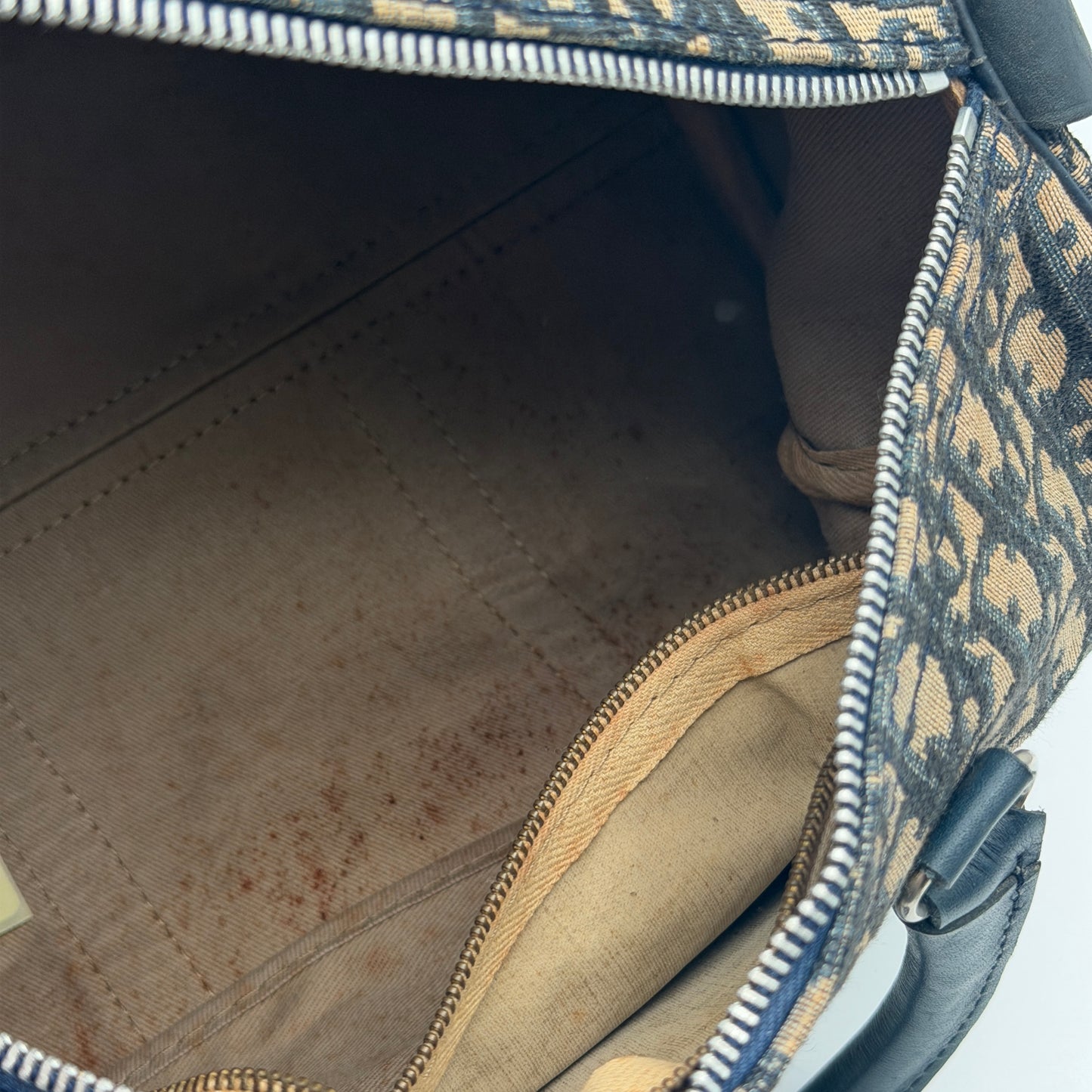 Pre-Owned Navy Trotter Canvas Boston Bag
