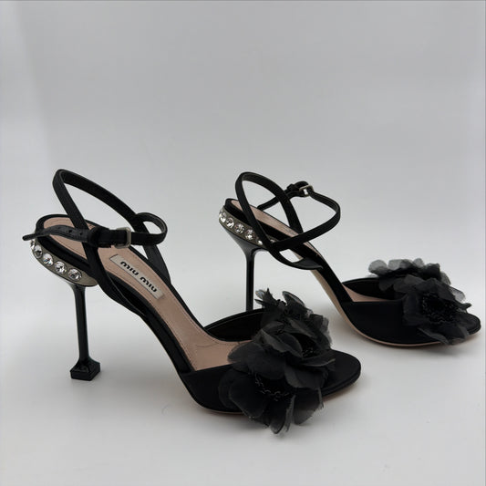 Pre-Owned Black Gemstone Heels (38)