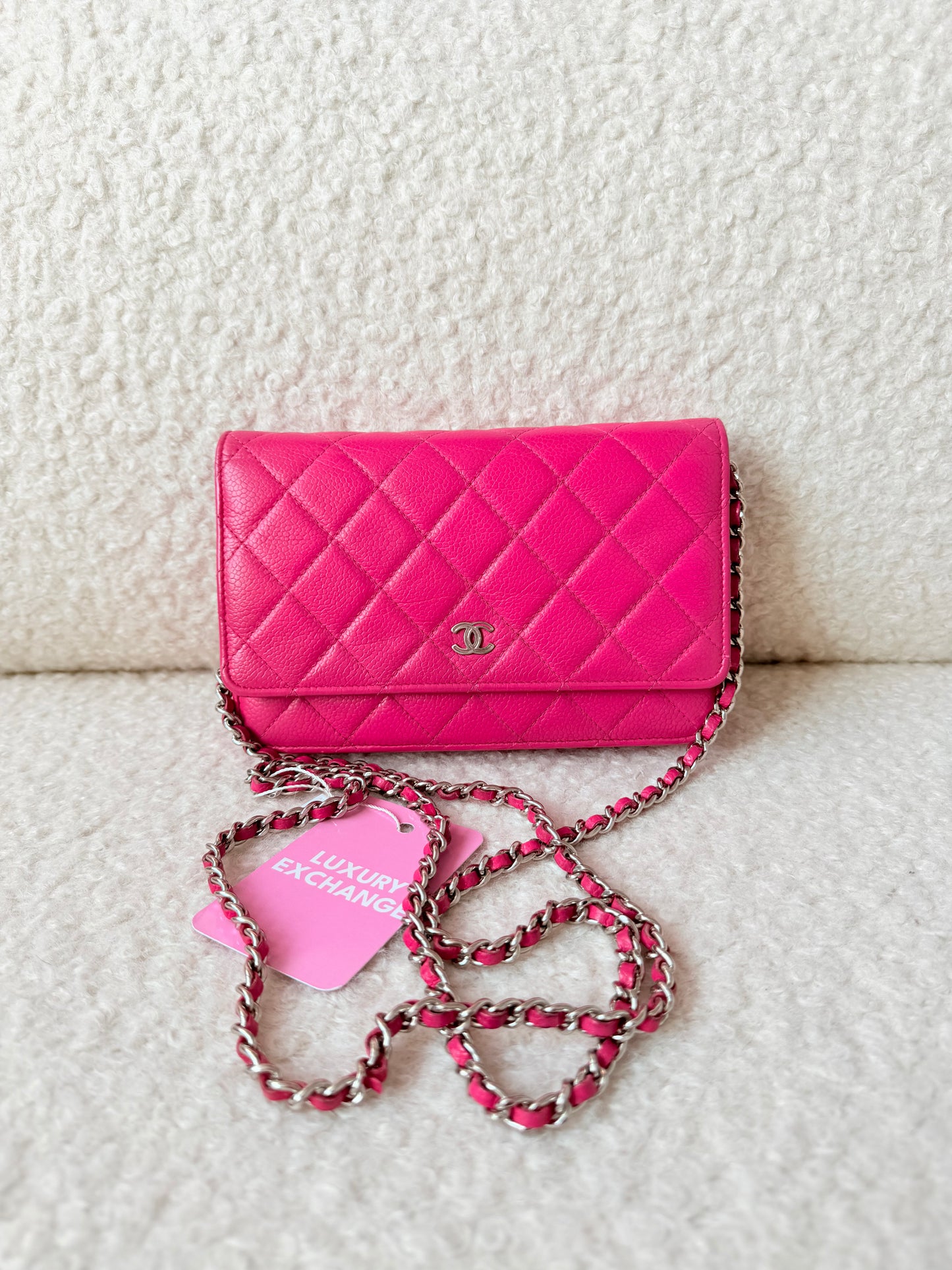 2016 Pink Caviar Wallet on Chain Silver & Pink Hardware