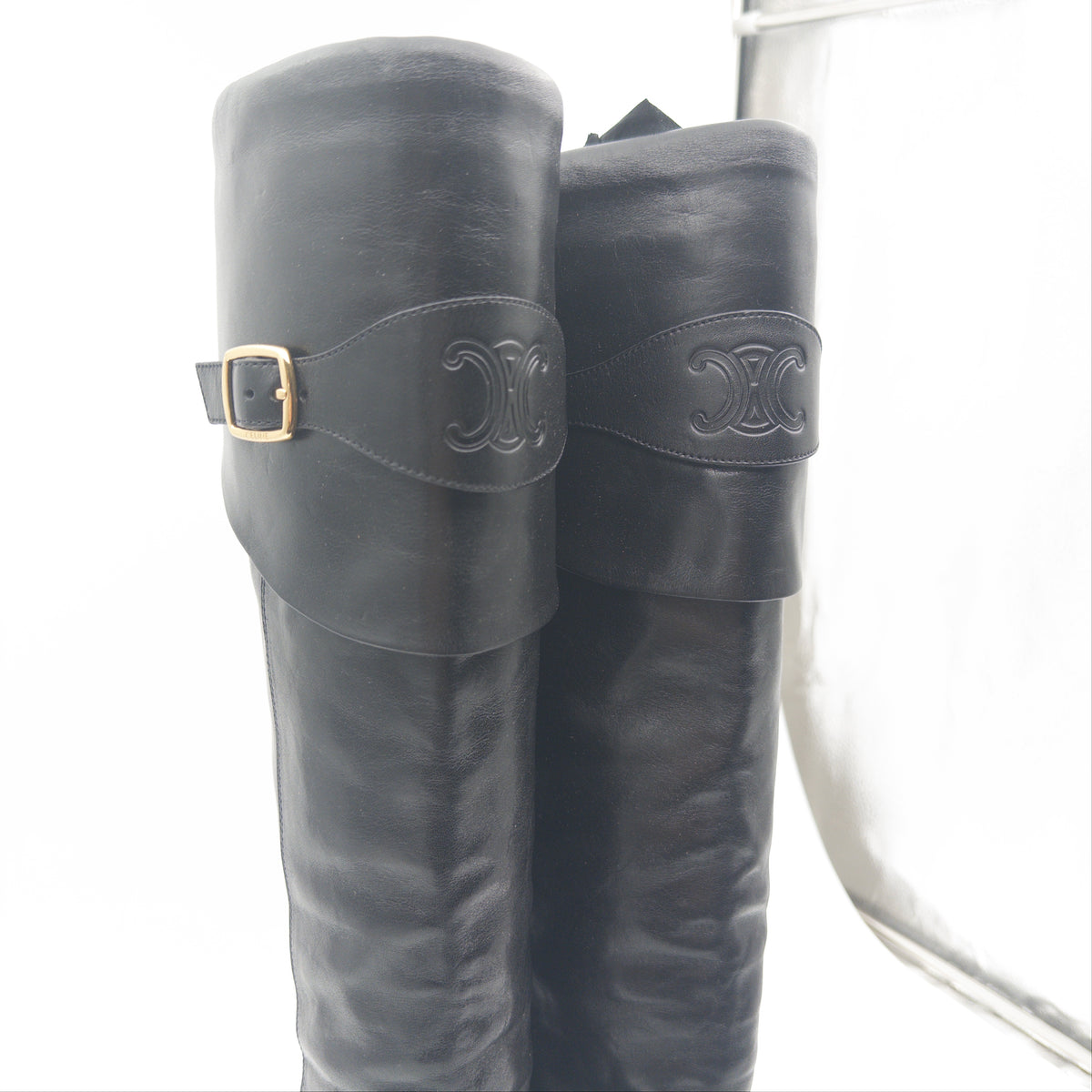 Pre-Owned Black Leather Riding Boots (38)