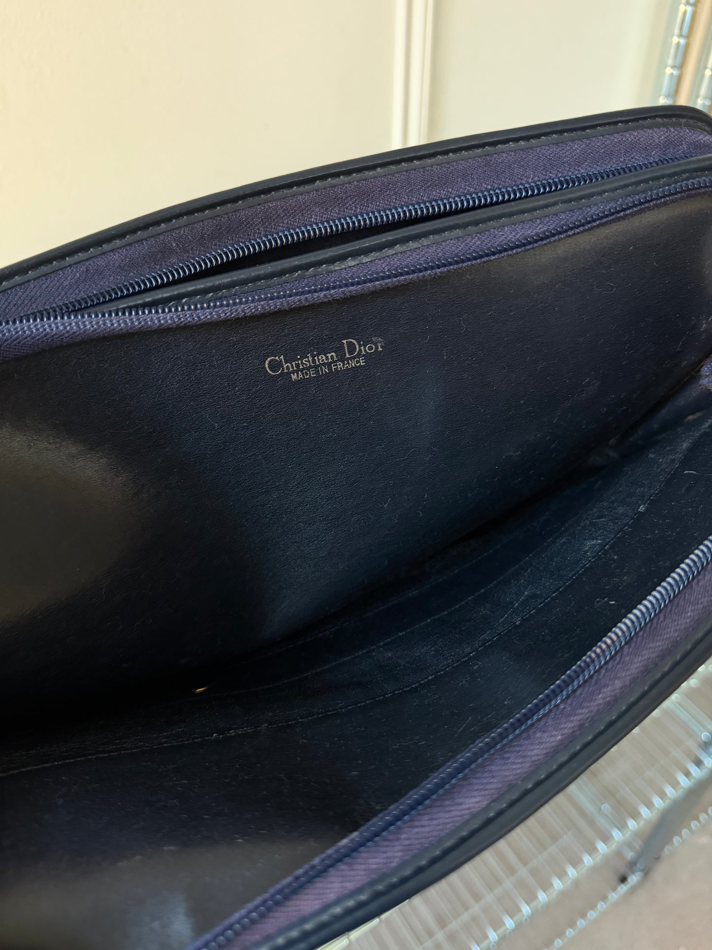 Pre-Owned Navy Trotter Canvas Clutch Bag