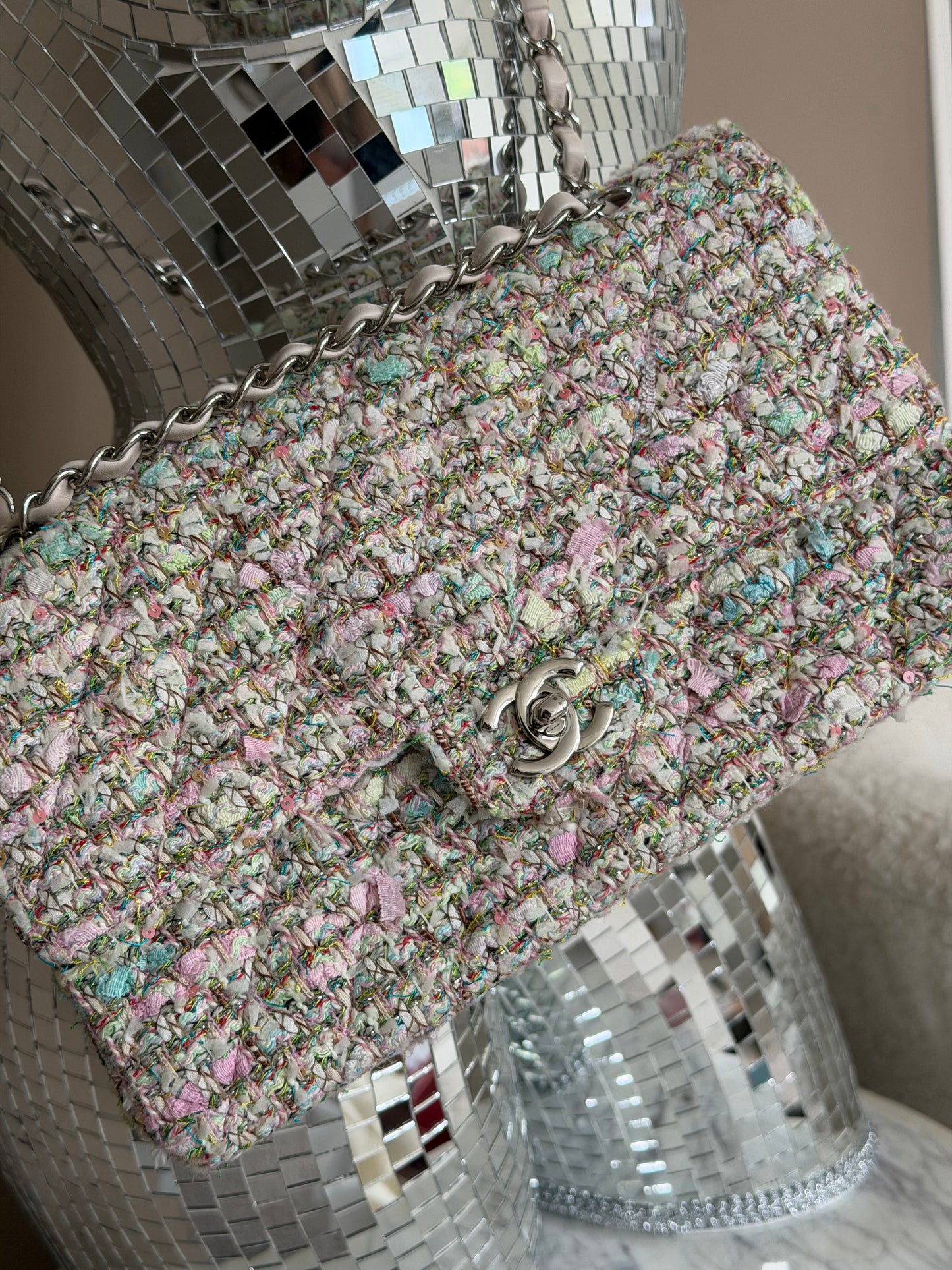 Pre-Owned Multicolour Fabric Medium Classic Double Flap Shoulder Bag