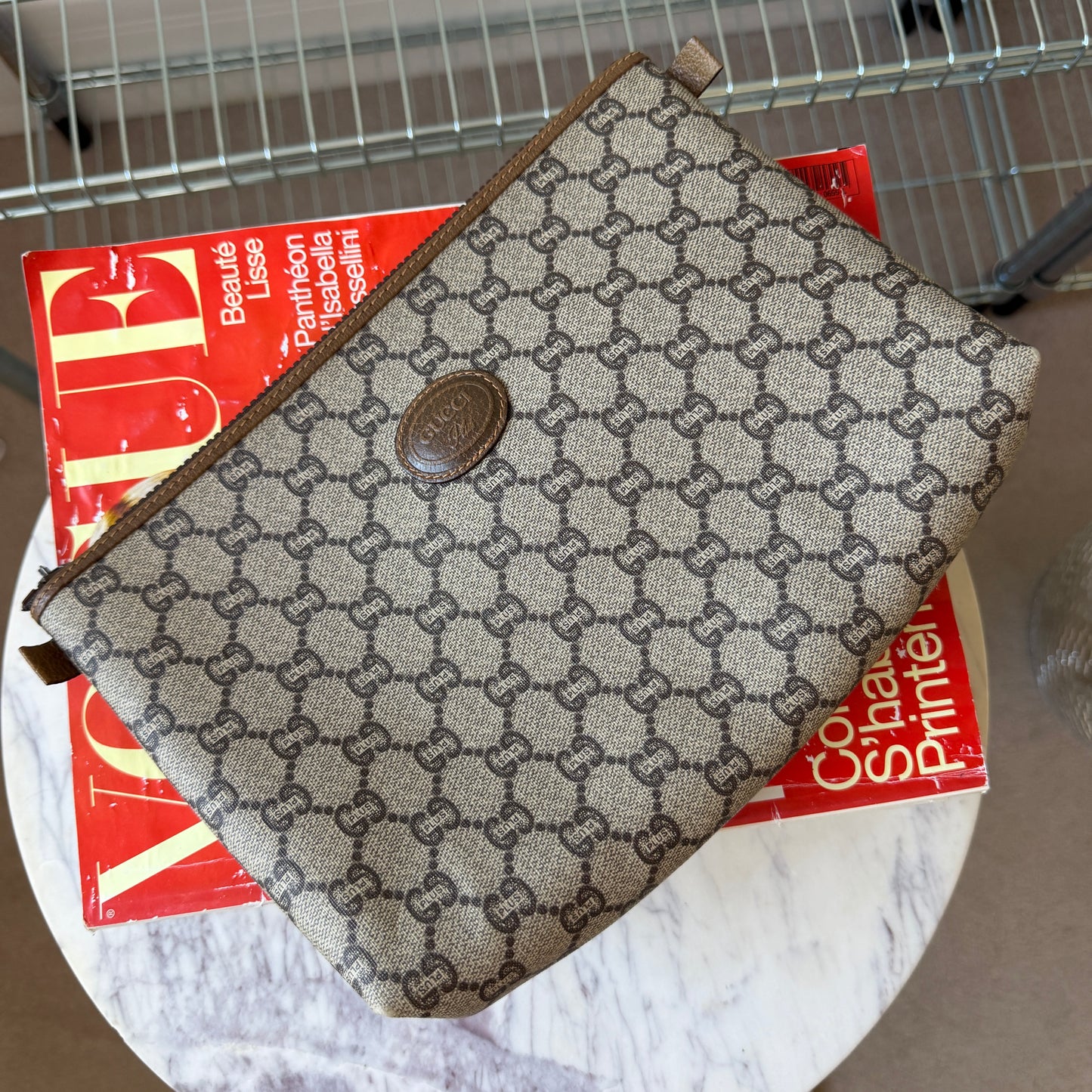 Pre-Owned GG Supreme Plus Coated Canvas Clutch Bag