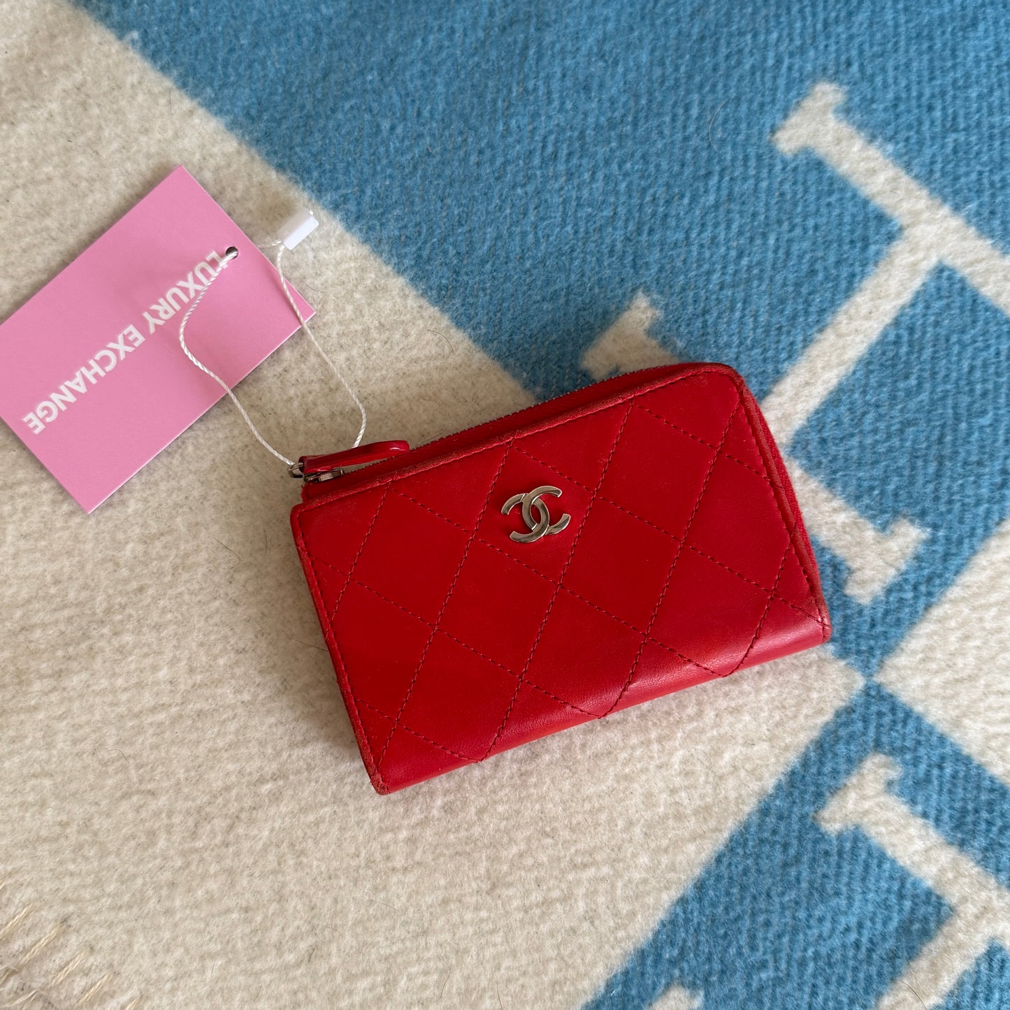 Pre-Owned Red Lambskin Leather Keyholder