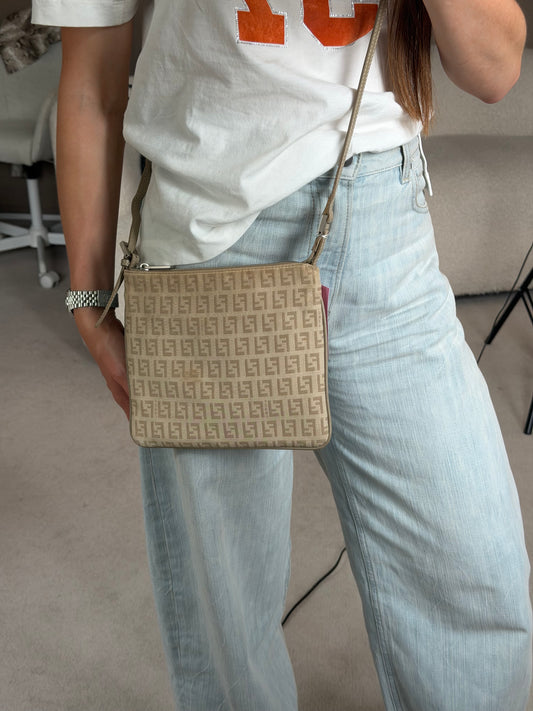 Pre-Owned Beige Zucchino Canvas Crossbody Bag