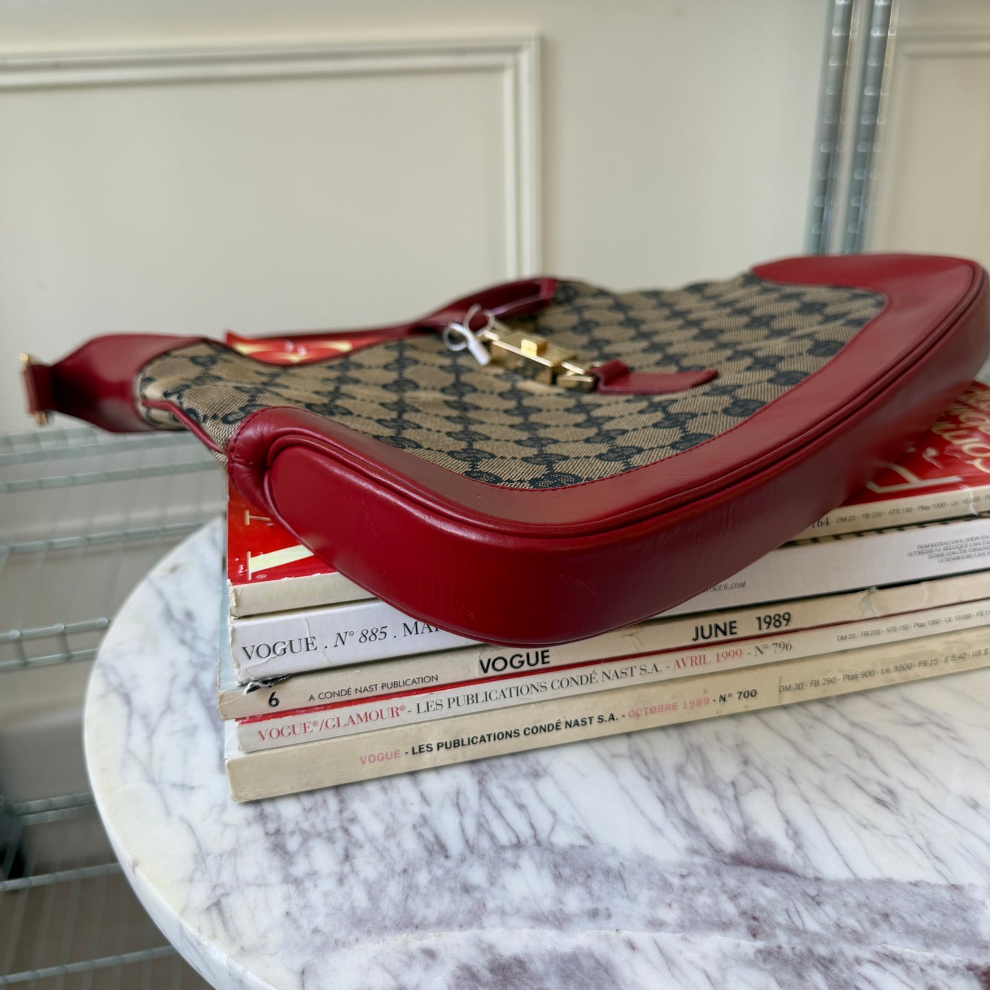 Pre-Owned Red Jackie GG Canvas/Leather Shoulder Bag