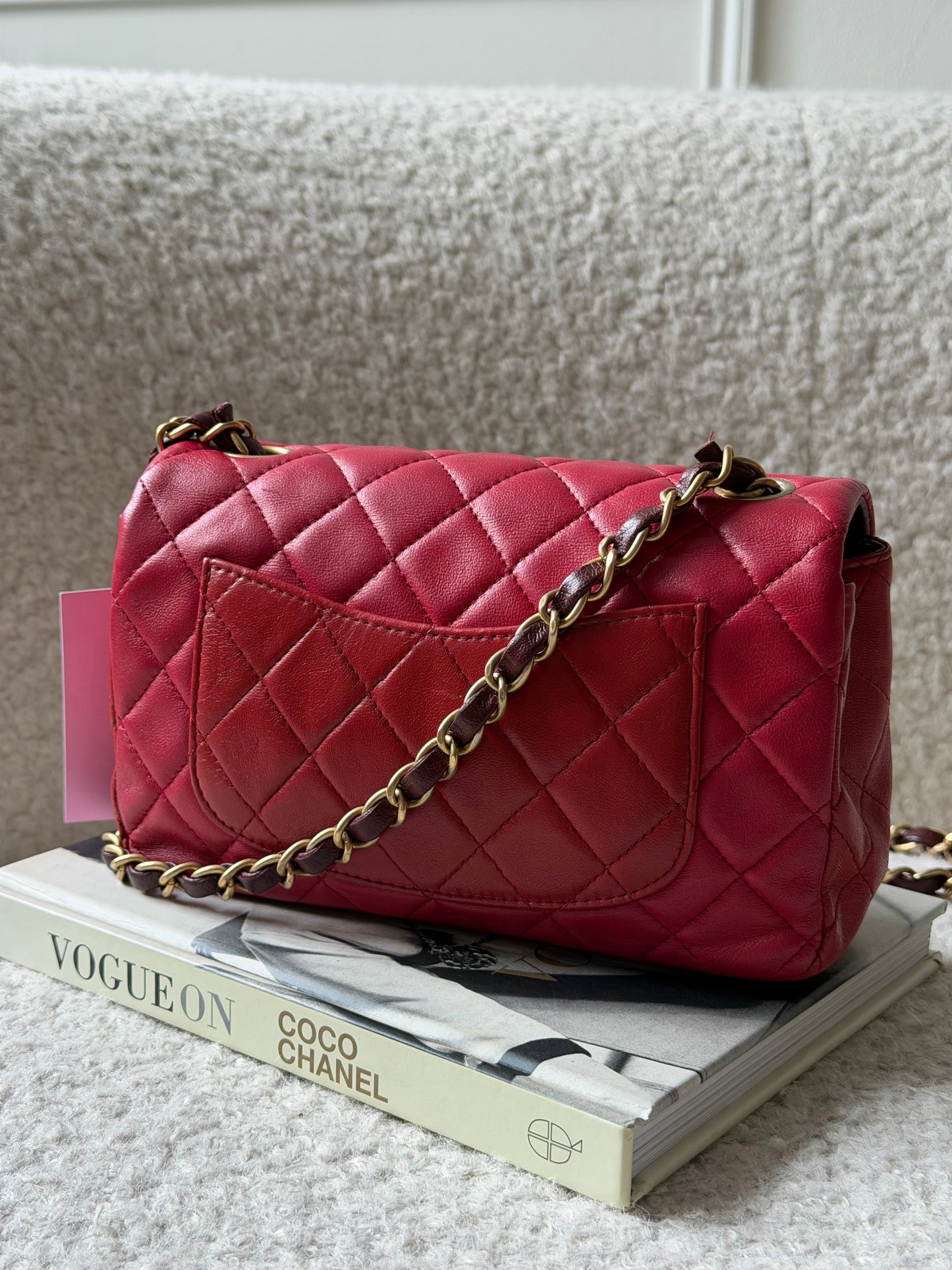Red/Bordeaux Lambskin Mini Rectangle