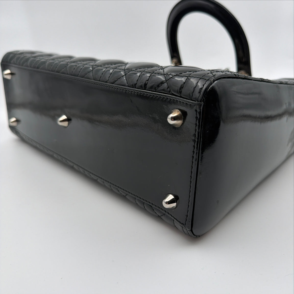 Pre-Owned Black Cannage Large Patent Leather Lady Dior