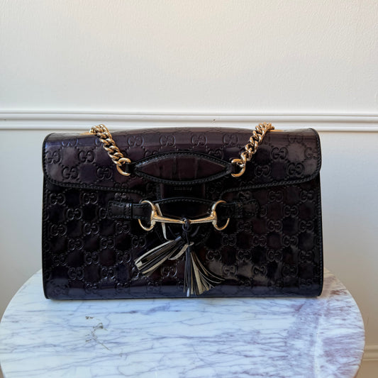 Vintage Patent Guccissima Shoulder Bag