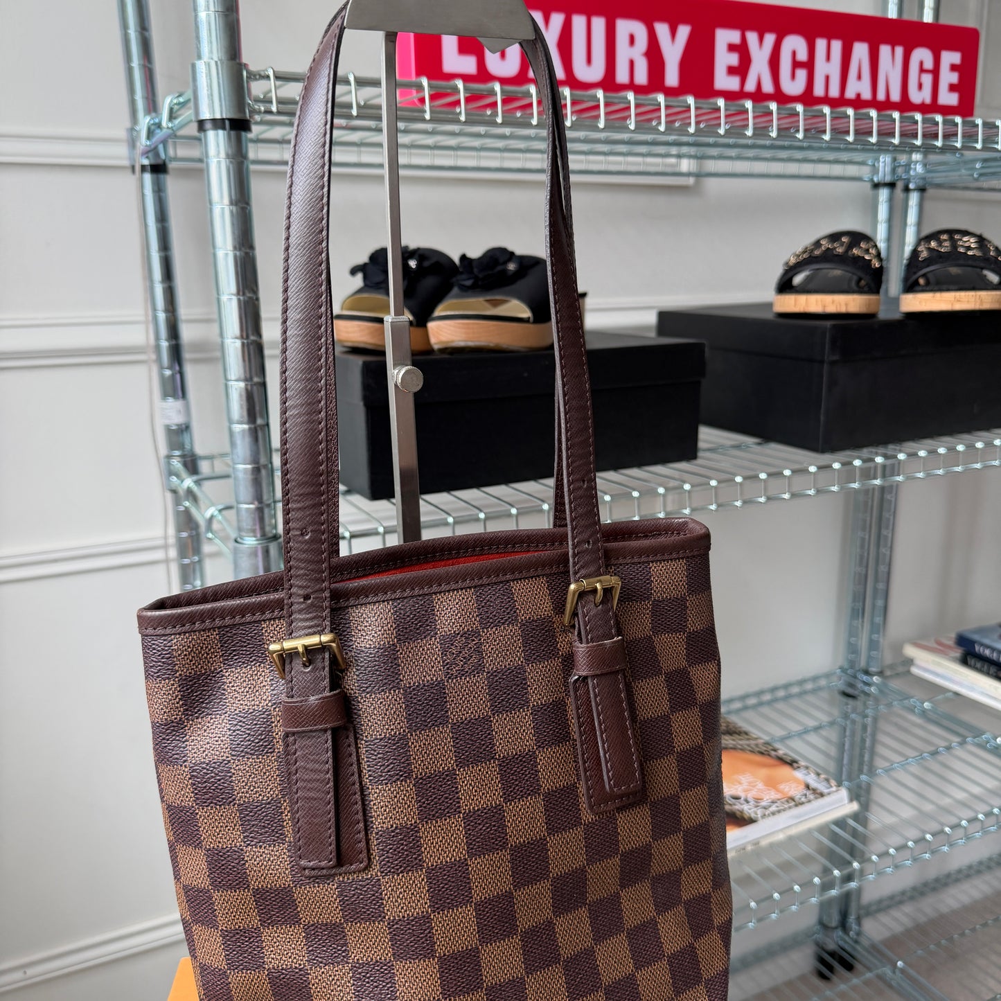 Pre-Owned Damier Ebene Canvas Bucket Bag PM