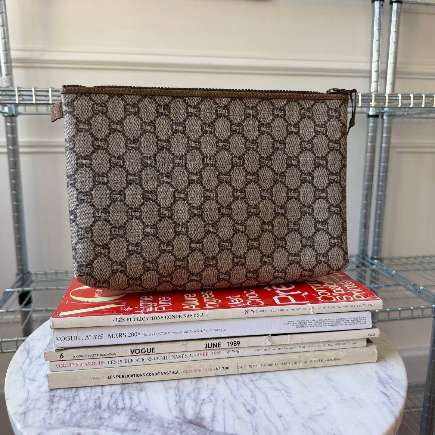 Pre-Owned GG Supreme Plus Coated Canvas Clutch Bag
