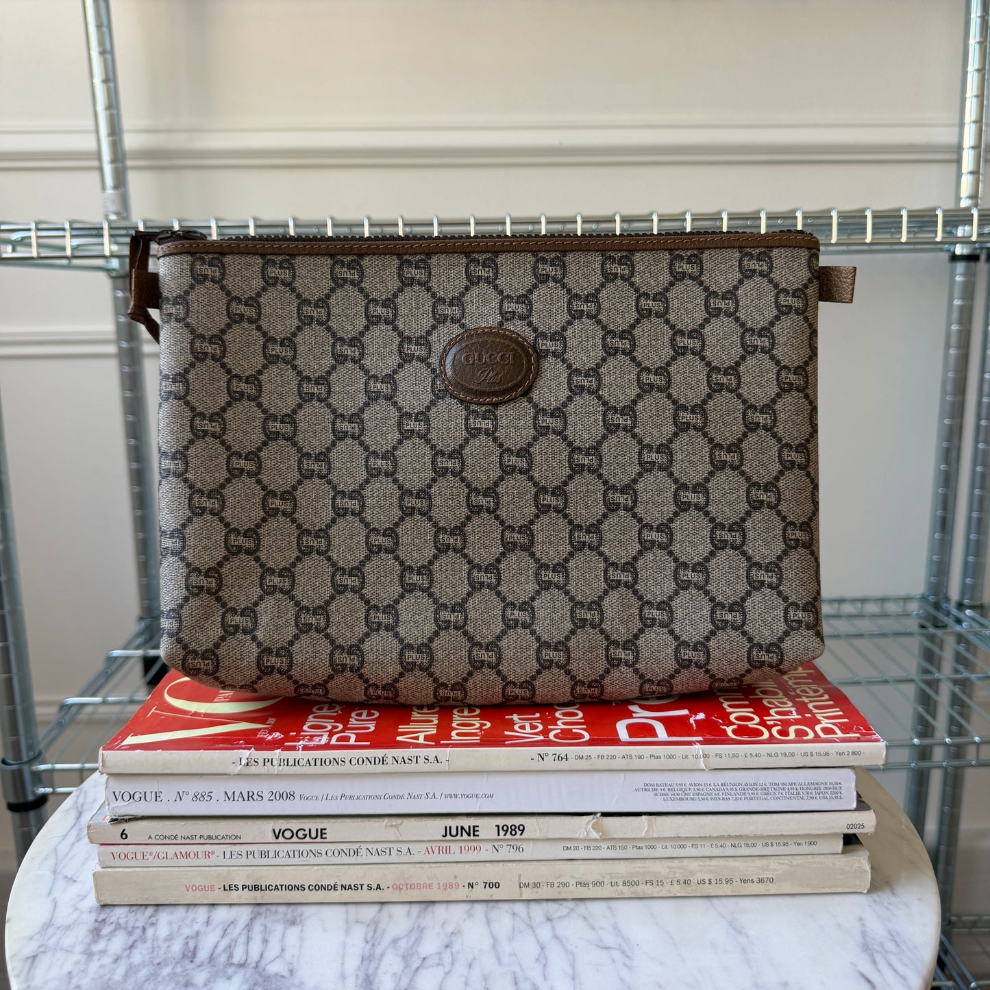 Pre-Owned GG Supreme Plus Coated Canvas Clutch Bag
