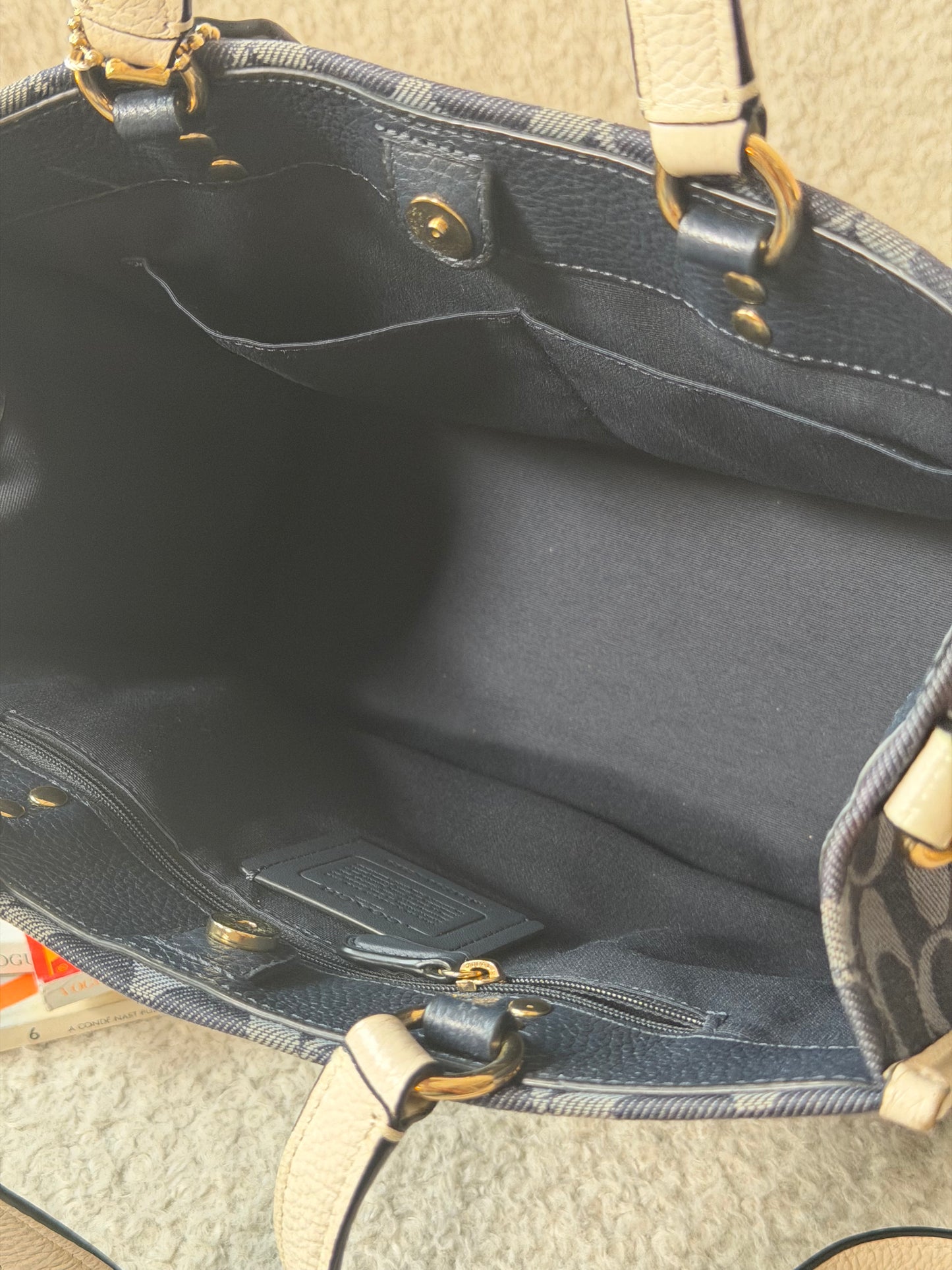 Pre-Owned Blue Canvas Crossbody Tote Handbag