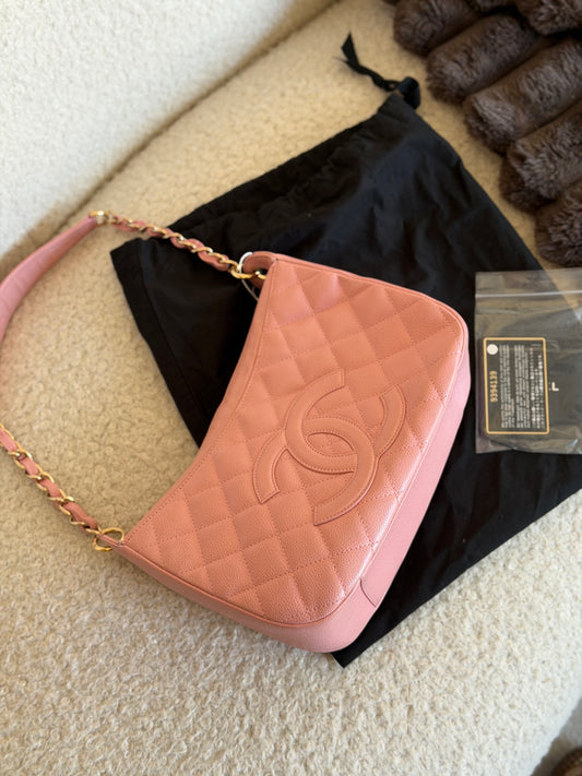 Pre-Owned Light Pink Caviar Leather Hobo Bag