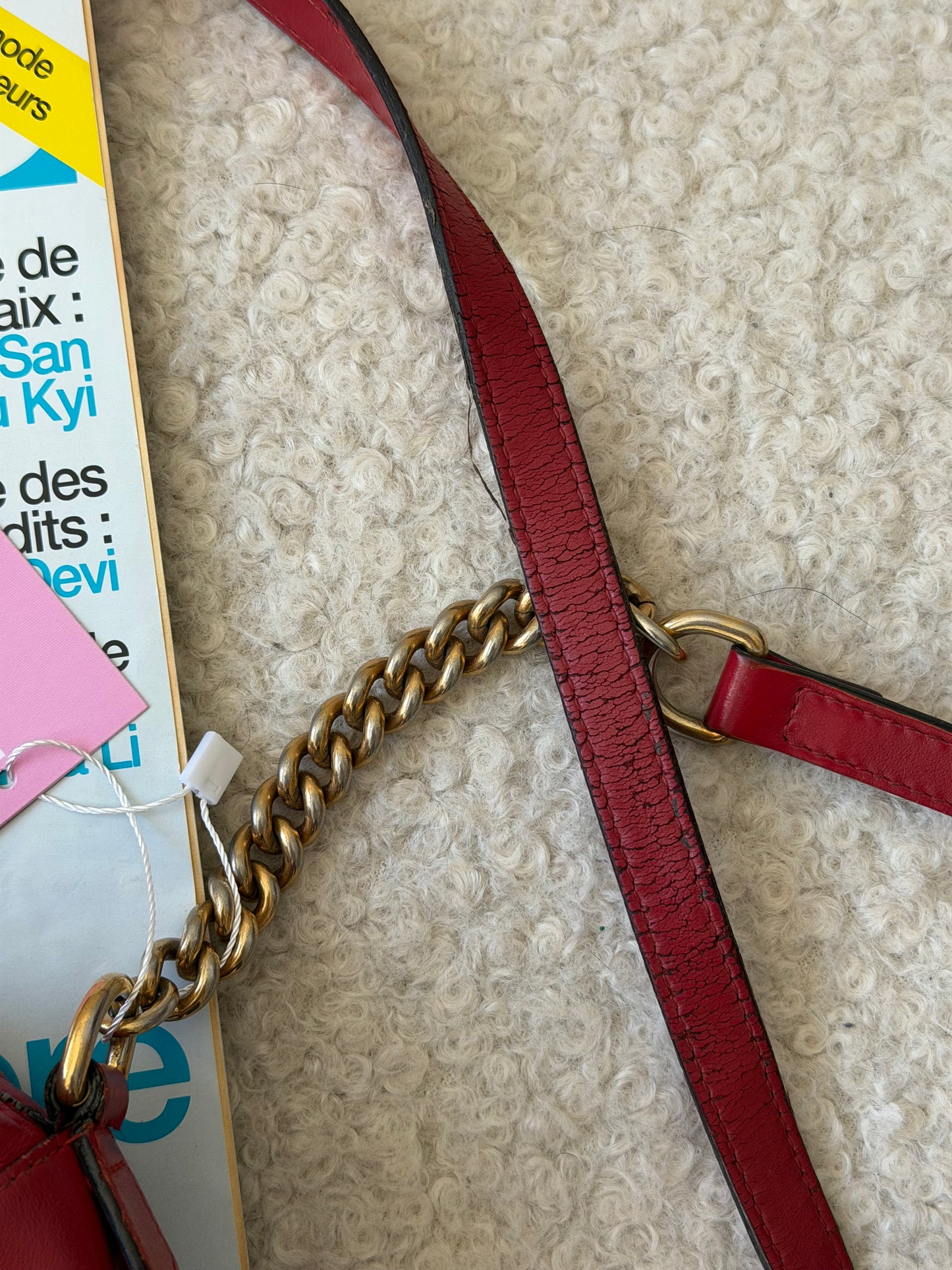 Pre-Owned Red Leather Marmont Camera Bag Crossbody