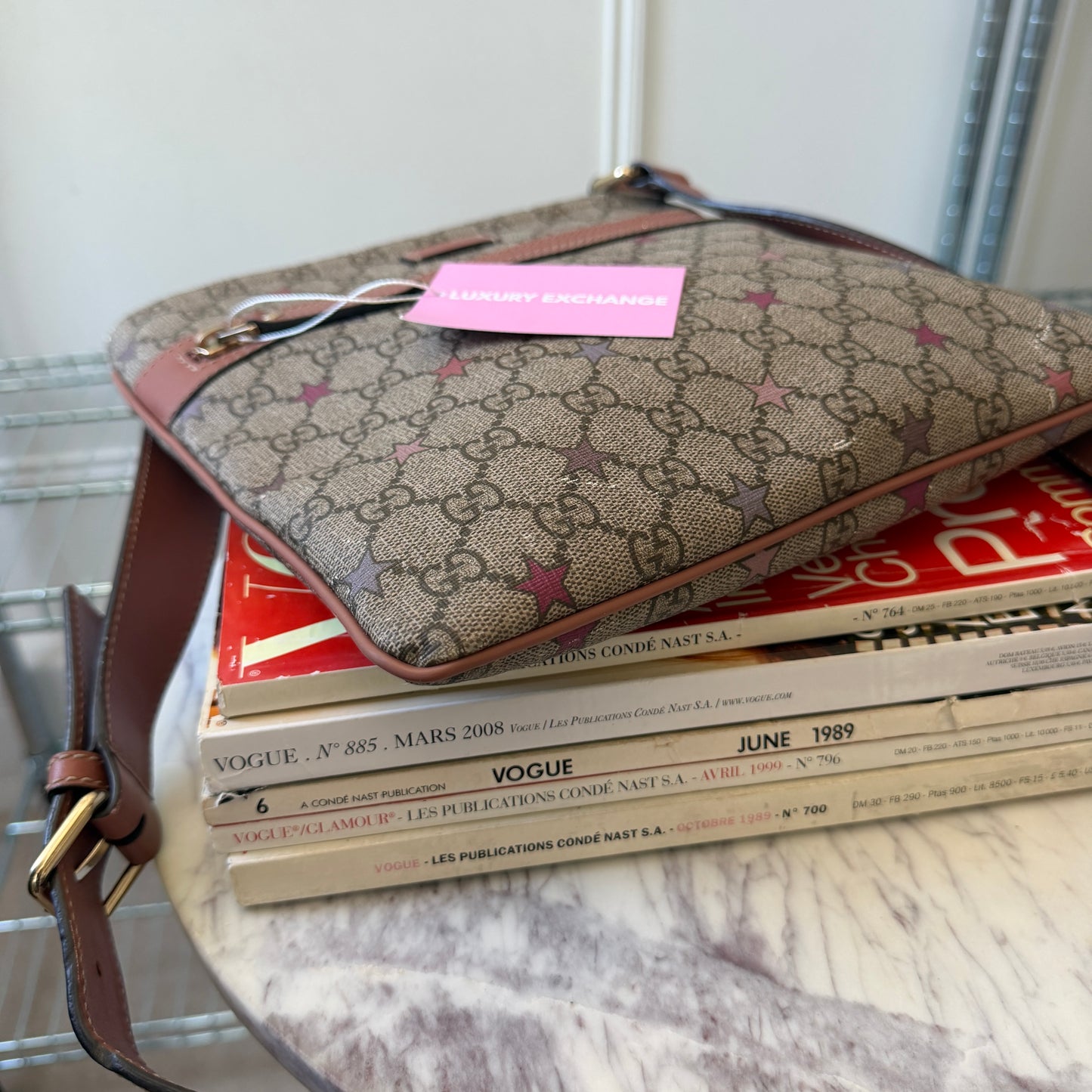 Pre-Owned Beige GG Supreme Canvas Flat Messenger Bag