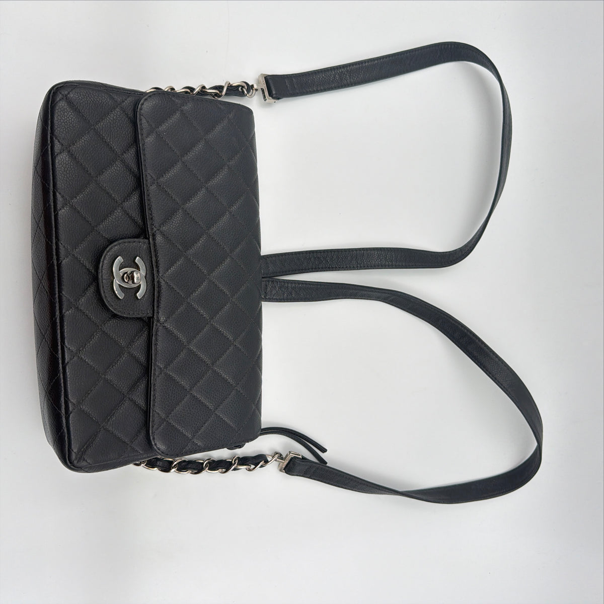 Pre-Owned Black Matelassé Caviar Leather Backpack