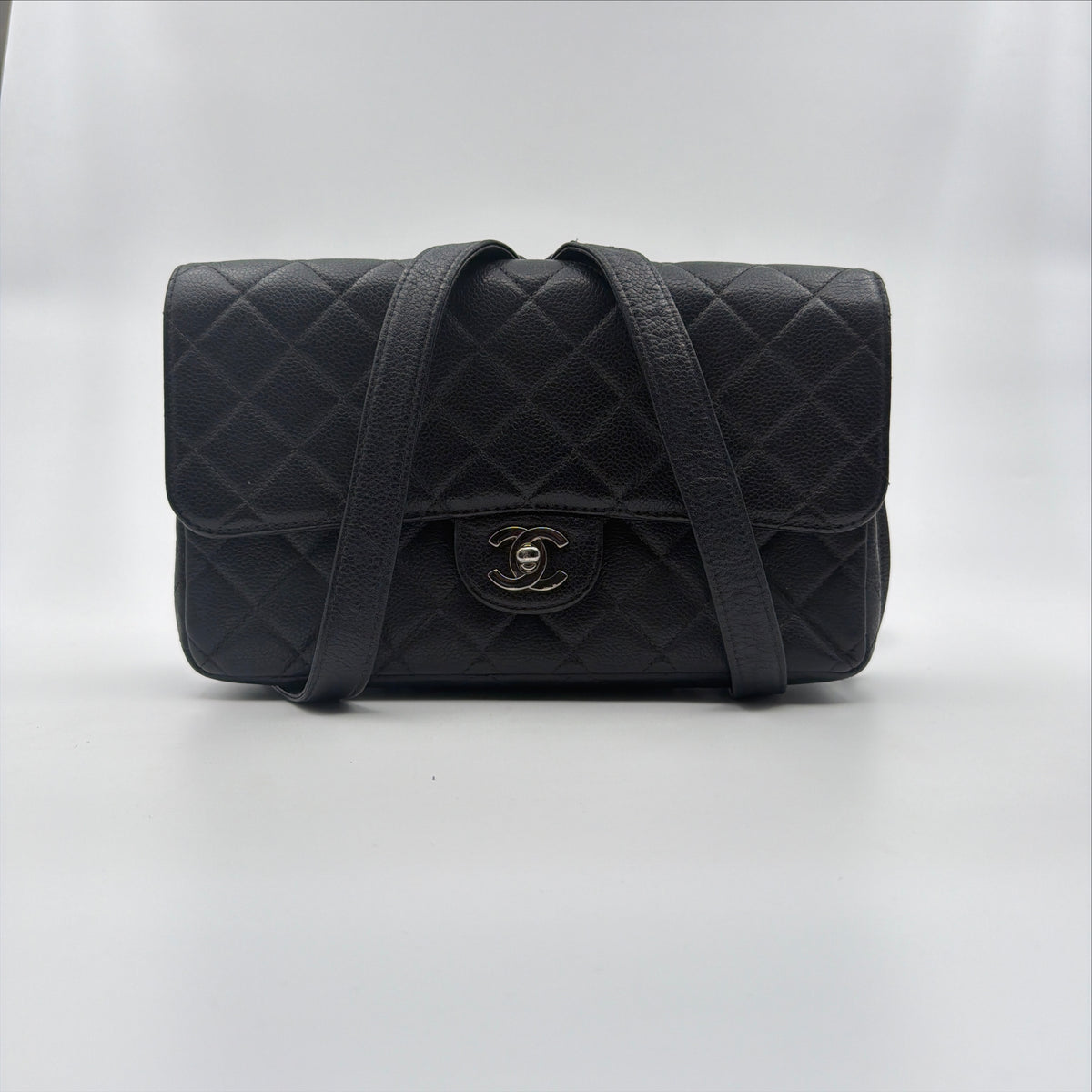 Pre-Owned Black Matelassé Caviar Leather Backpack