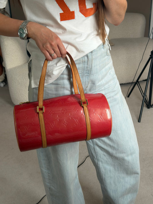 Pre-Owned Red Monogram Vernis Leather Papillon
