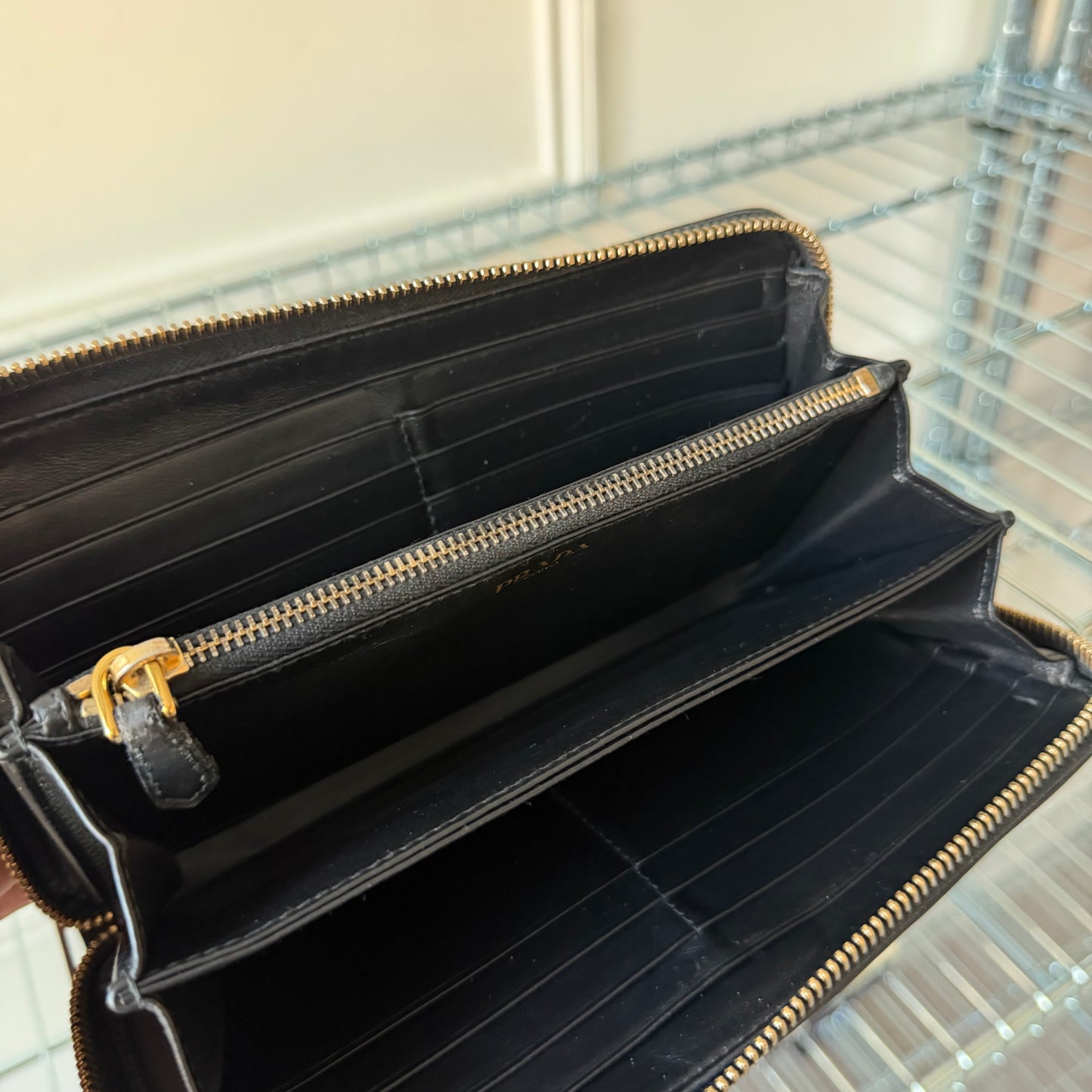 Pre-Owned Black Epileather Zip Wallet