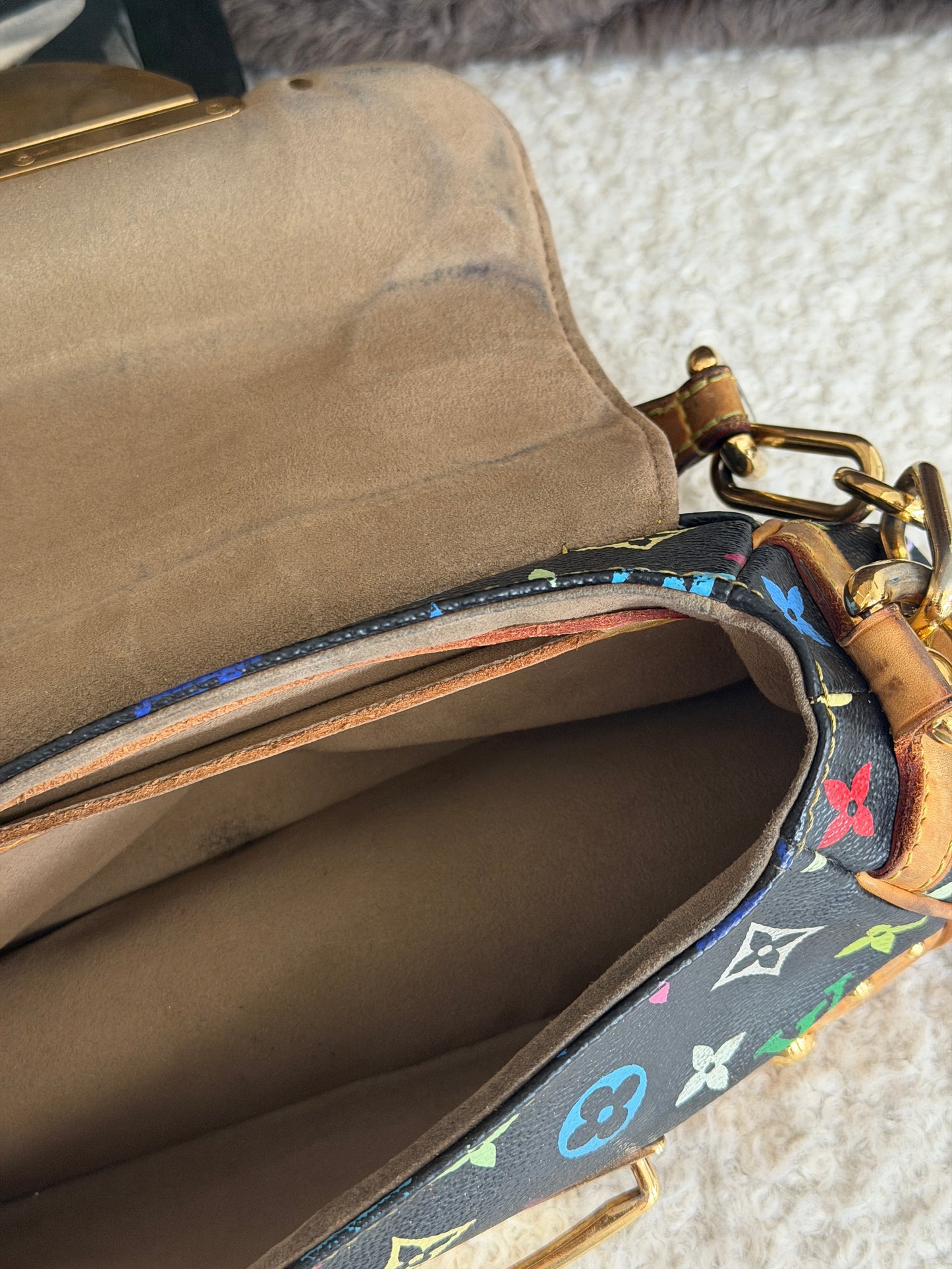 Pre-Owned Black Multicolore Canvas Marylin Shoulder Bag